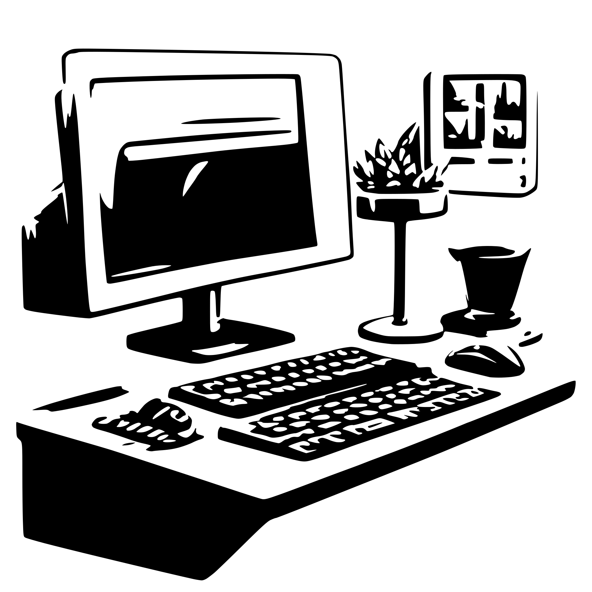 AI-generated SVG of a A dual-monitor desktop setup with a keyboard and mouse. AI-generated SVG of a A dual-monitor desktop setup with a keyboard and mouse.