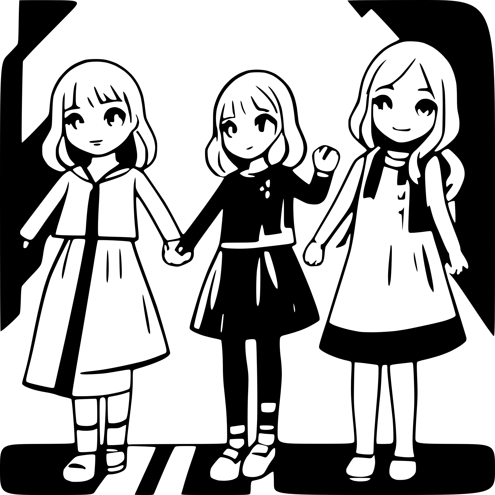 AI-generated SVG of a girls and boys forming a line and holding hands