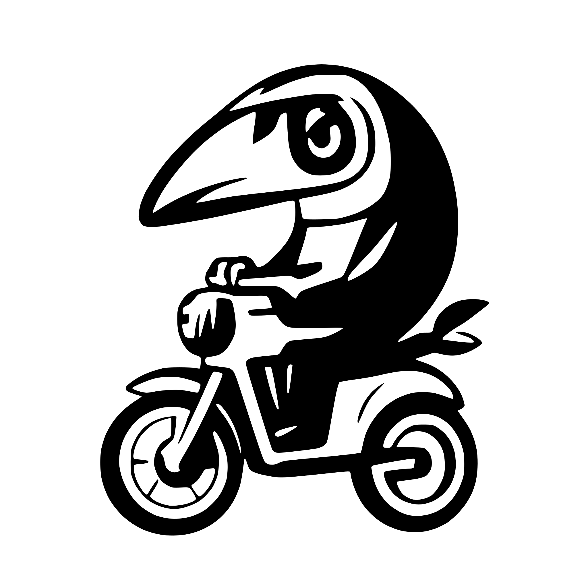AI-generated SVG of a icon of a toucan riding a motorbike