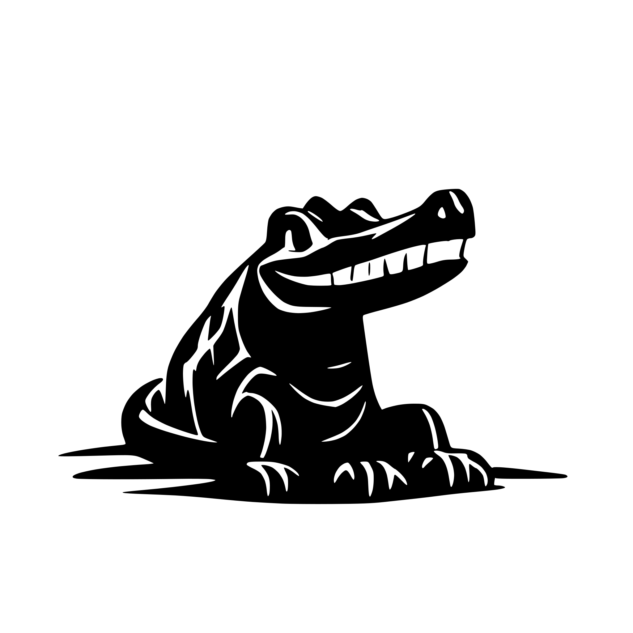 AI-generated SVG of a cartoon vector crocodile lying on the ground drawn with one line