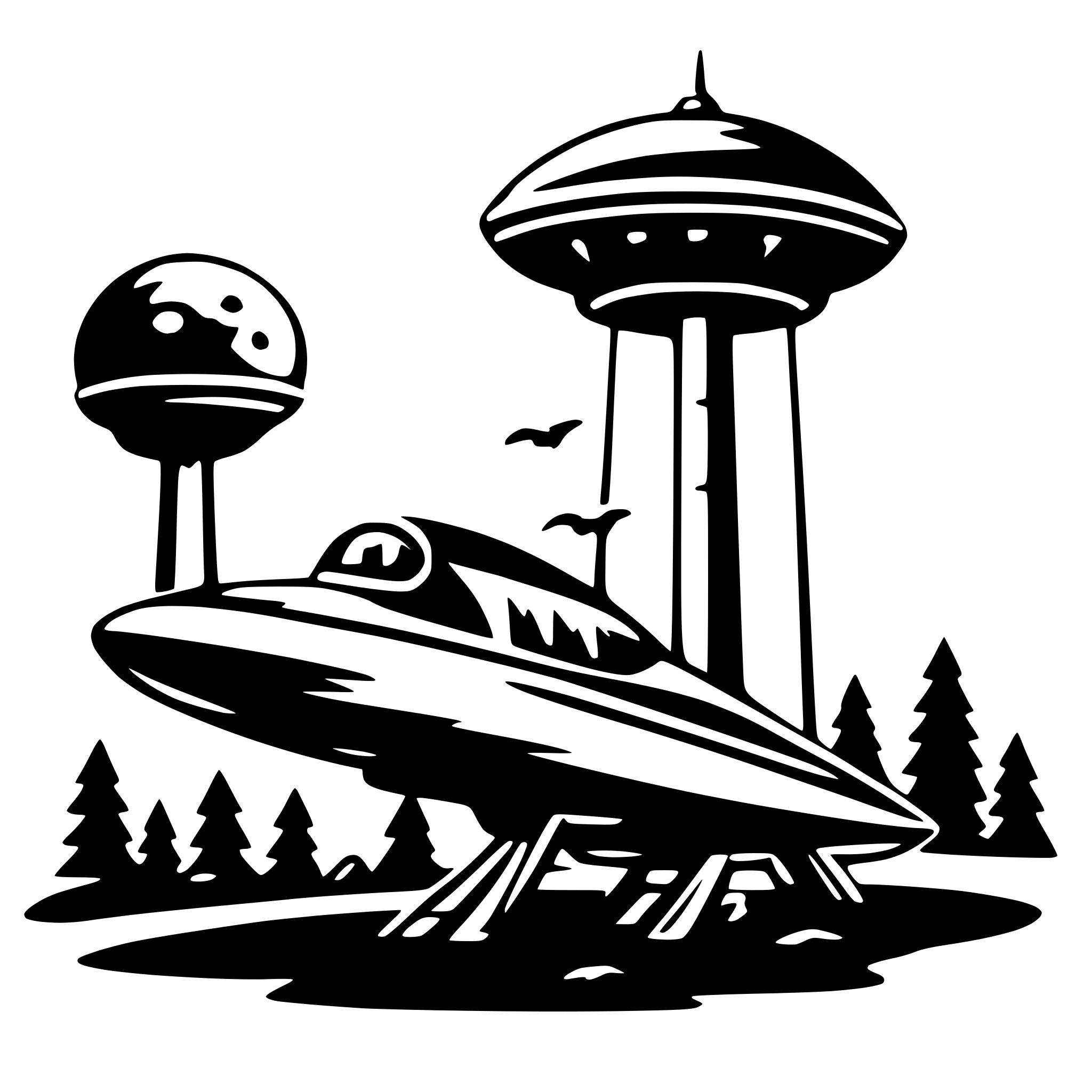 AI-generated SVG of 'spaceship and aliens'