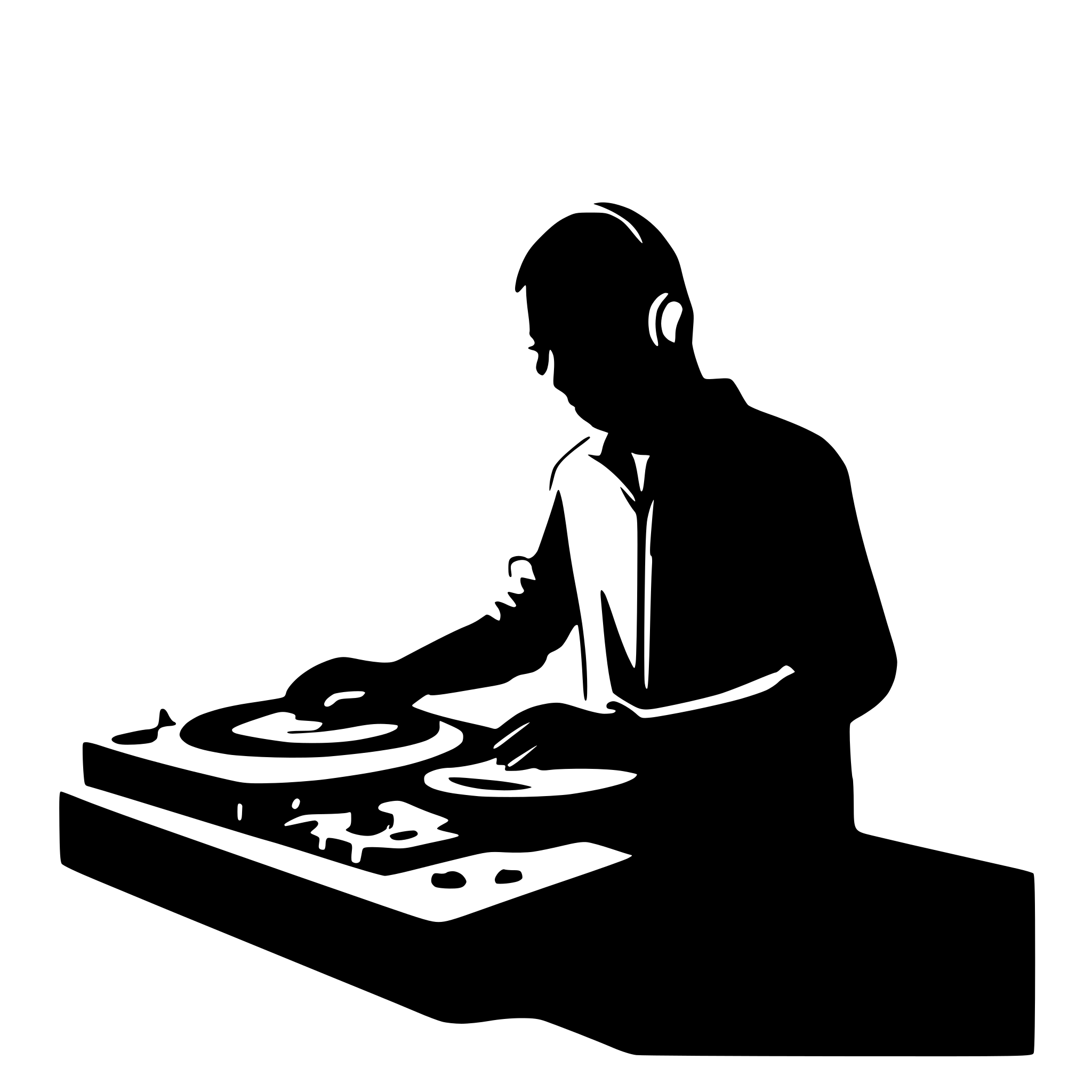AI-generated SVG of a basic silhouette of a DJ at a turntable