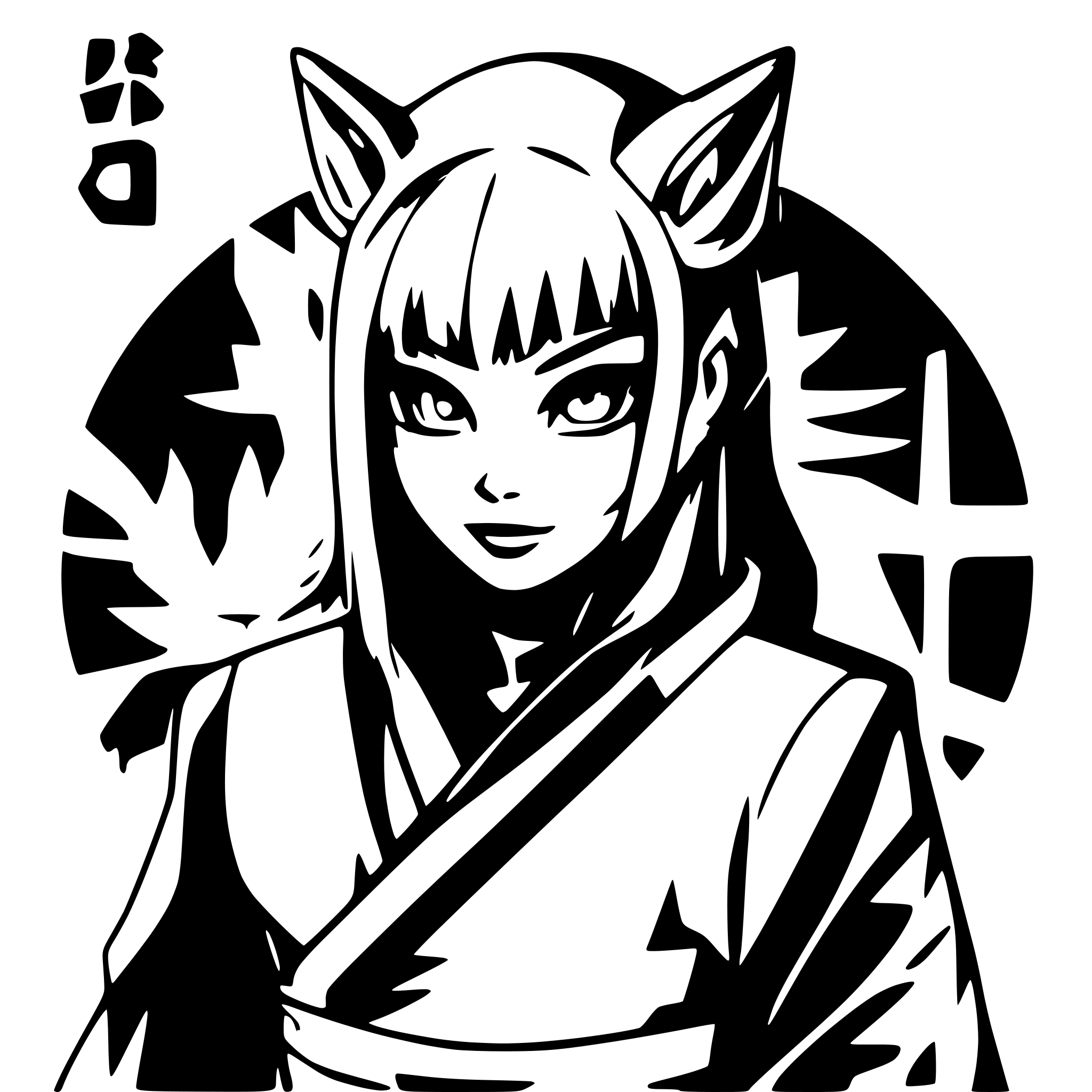 AI-generated SVG of a Kabuki-kitsune dark ninja