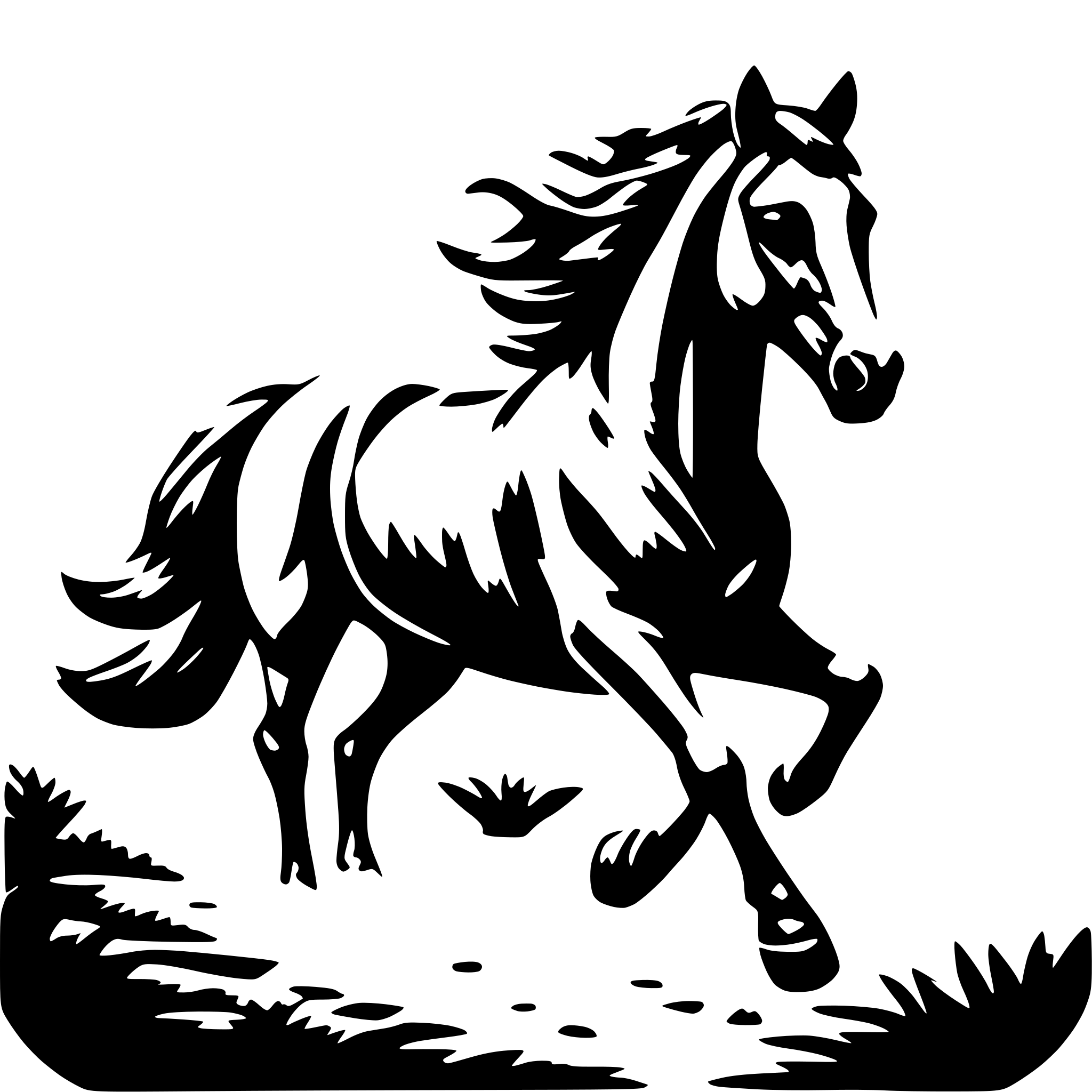 AI-generated SVG of 'horse running in nature'