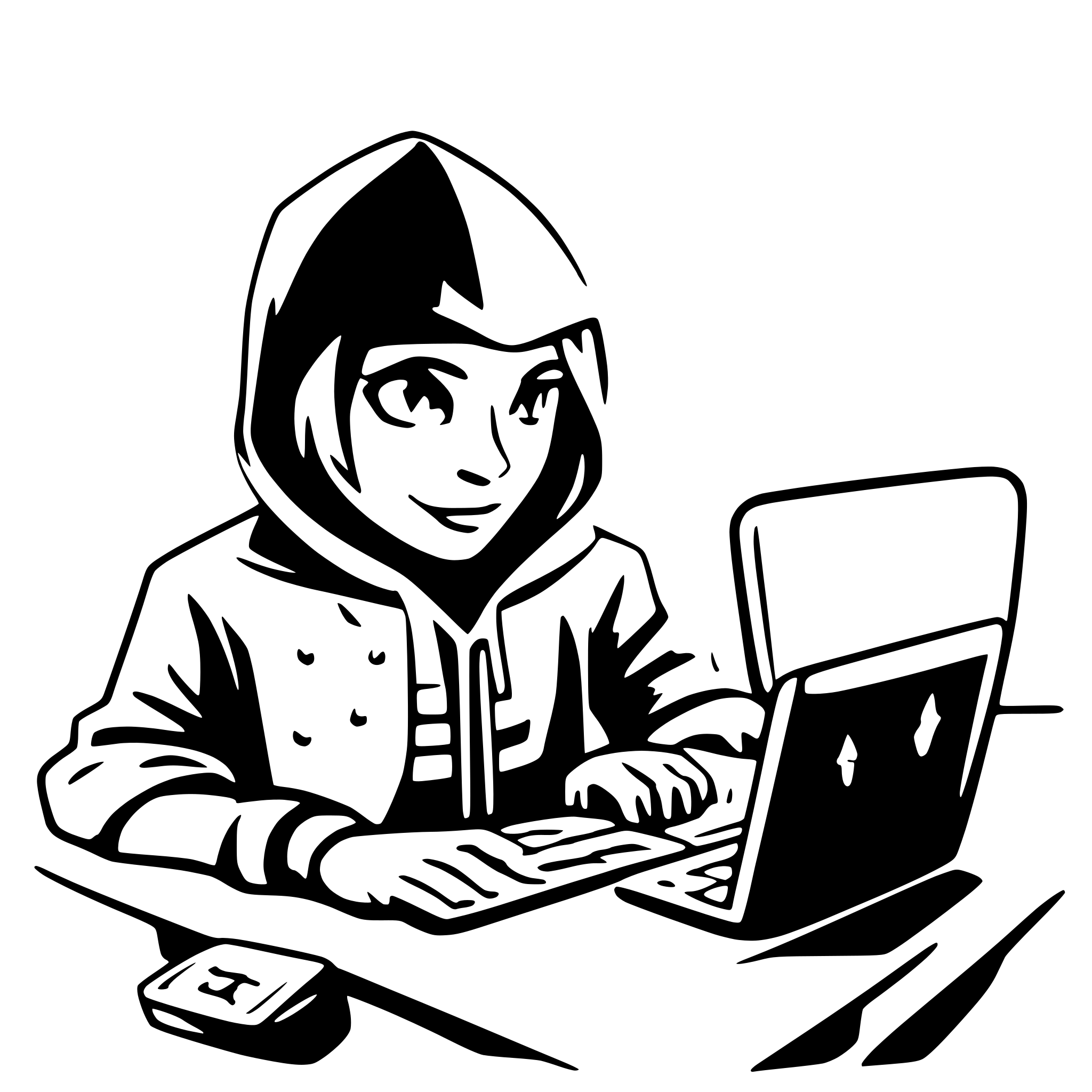 AI-generated SVG of a cybersecurity hacker with arch linux in a digital world doing magic stuff