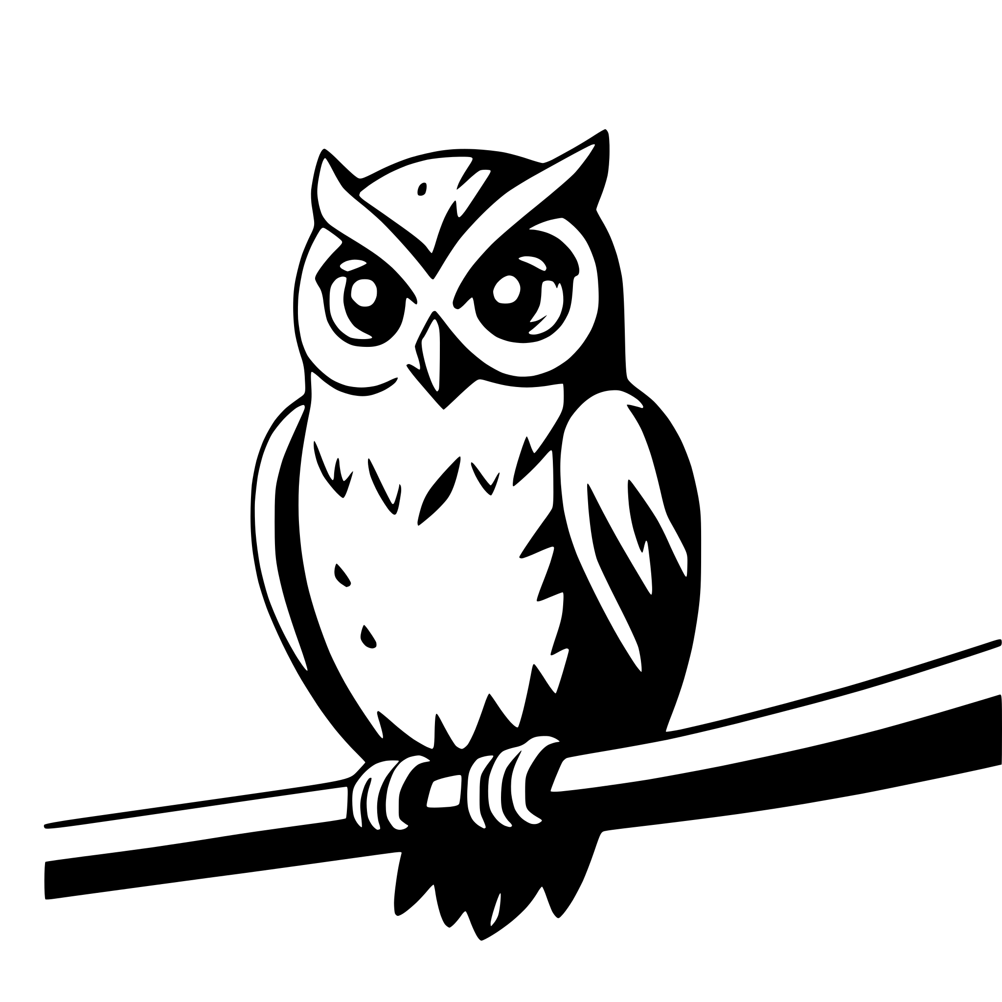 AI-generated SVG of a owl perched on a branch