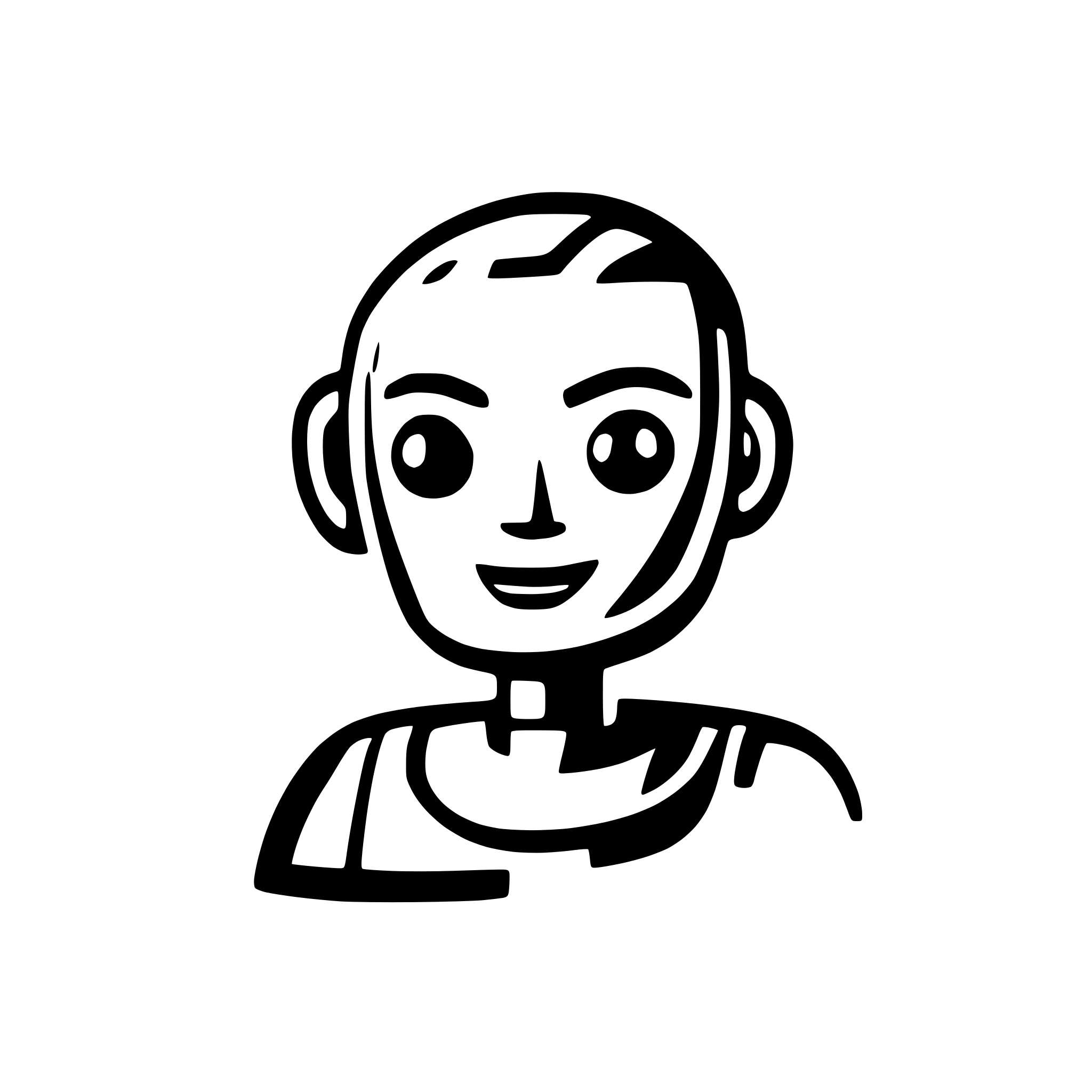 AI-generated SVG of a Create a robotic face for an AI copilot that looks cheerful,  make him smiling slightly and looking directly into the camera, it will serve as a logo
