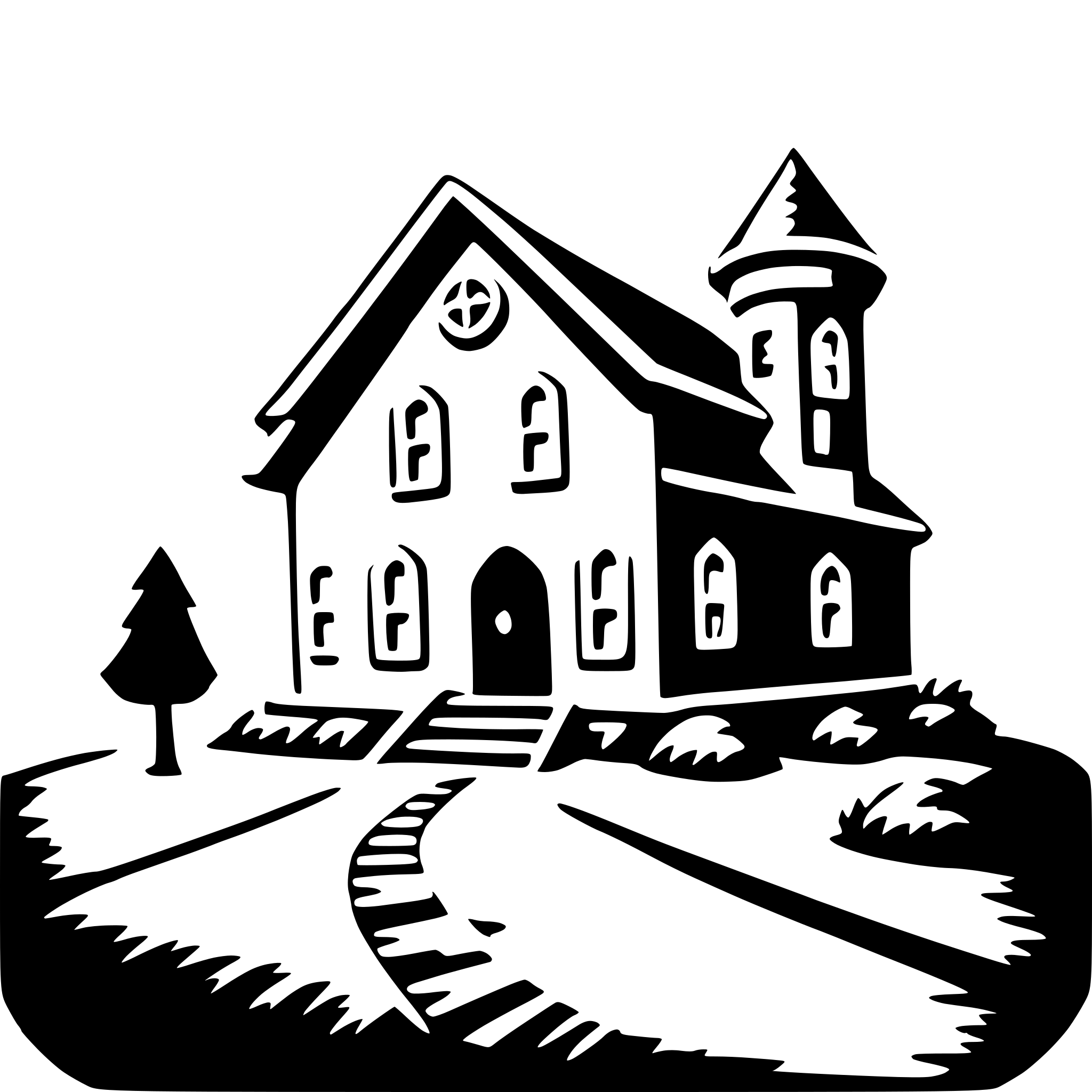 AI-generated SVG of a exploring haunted house