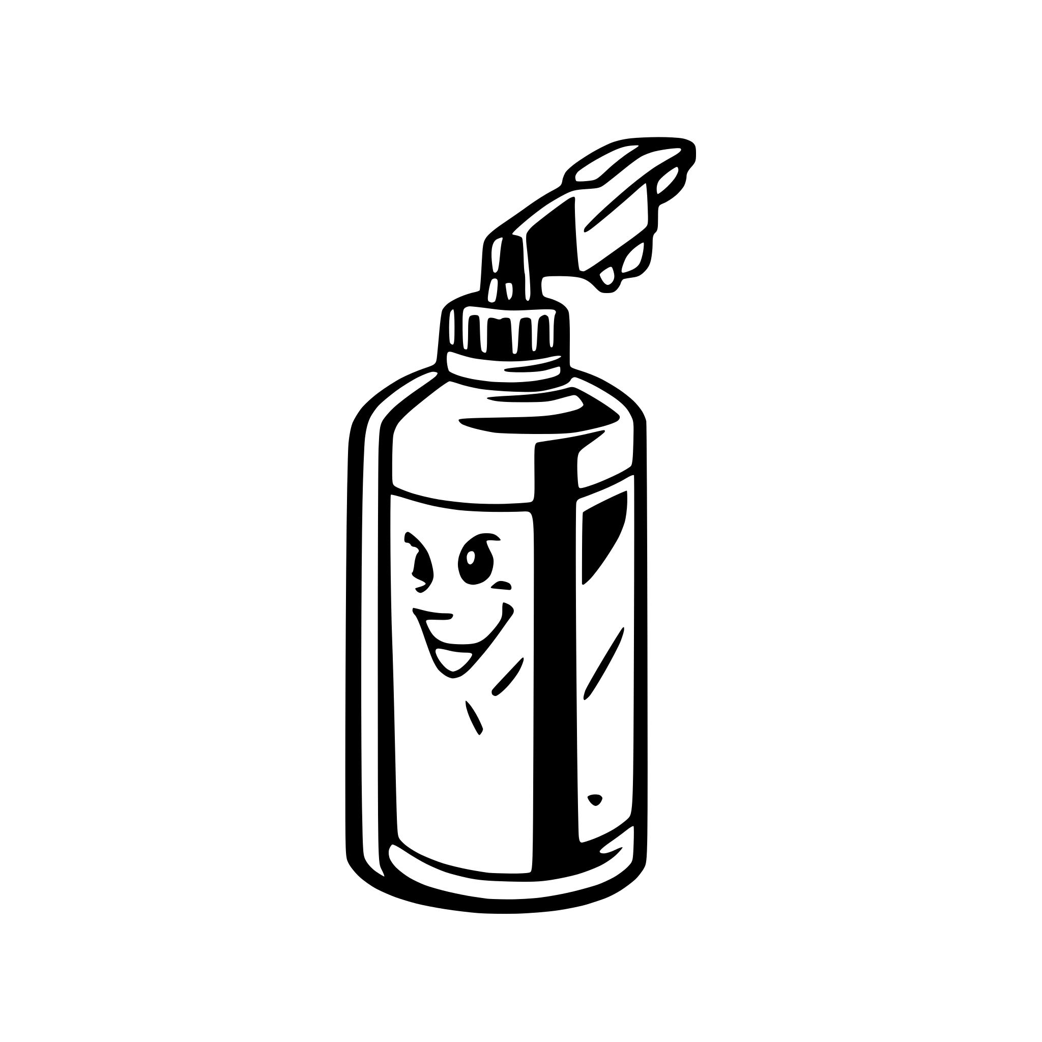 AI-generated SVG of a spray bottle with red and white nozzle and white elongated cylindrical bottle