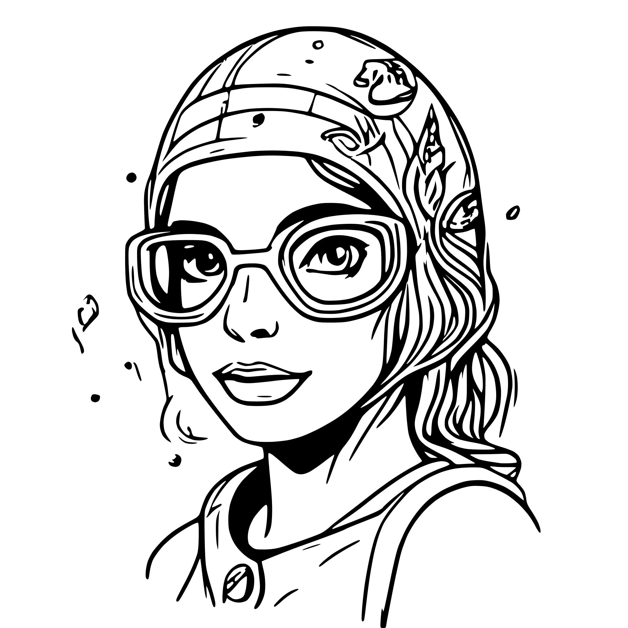 AI-generated SVG of a Female Scubadiver with Fishes and bubbles around her