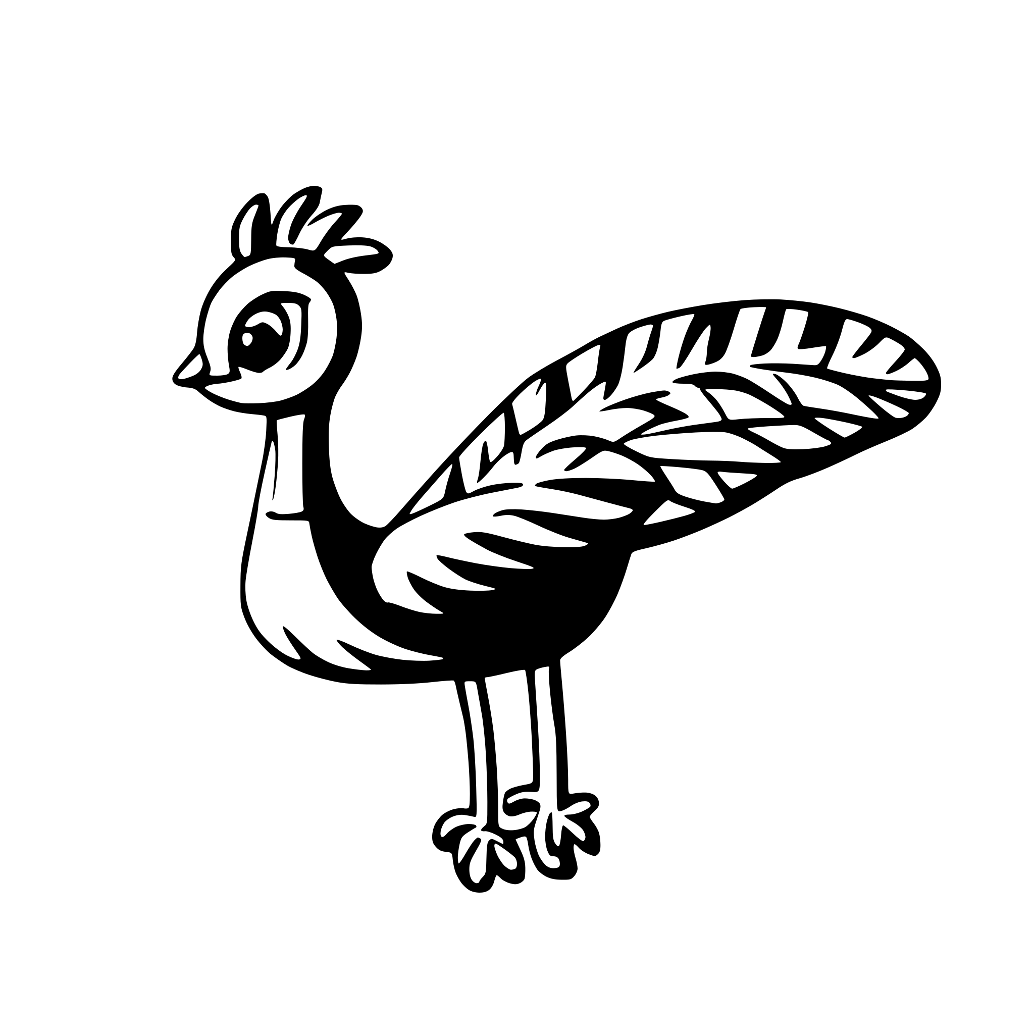 AI-generated SVG of 'Peacock flying in the sky'