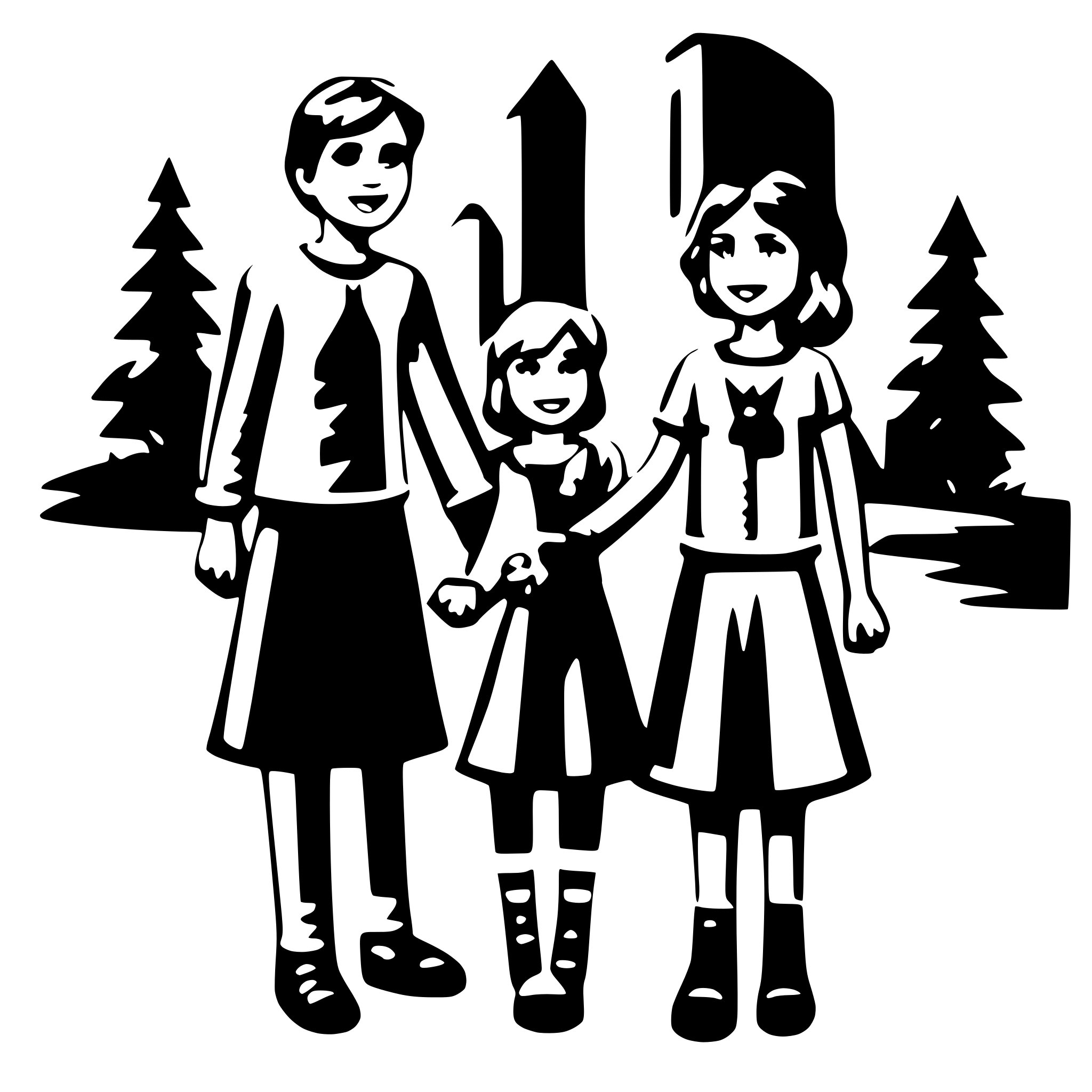 AI-generated SVG of a educator with children holding hands