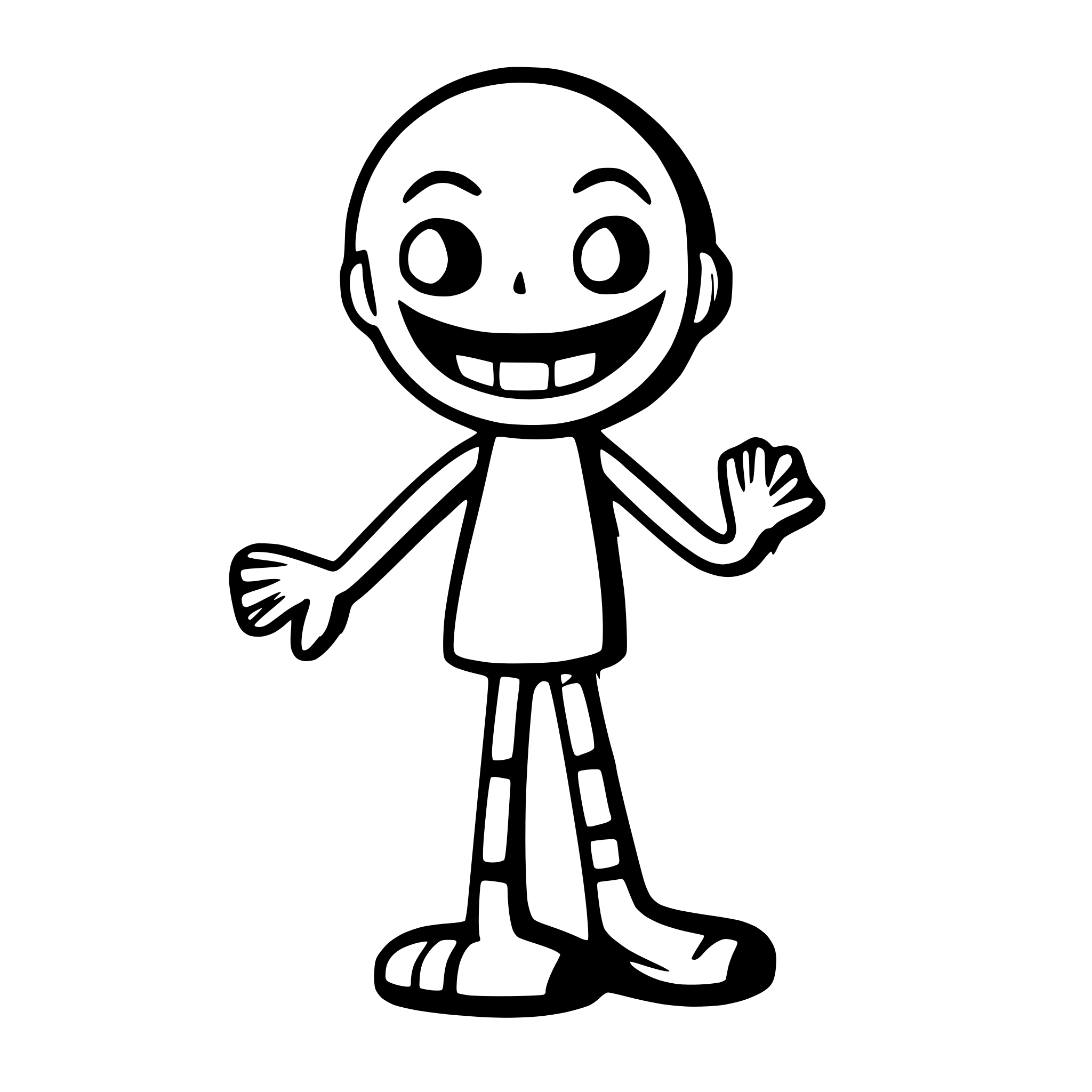 AI-generated SVG of a Happy stickman in a black background