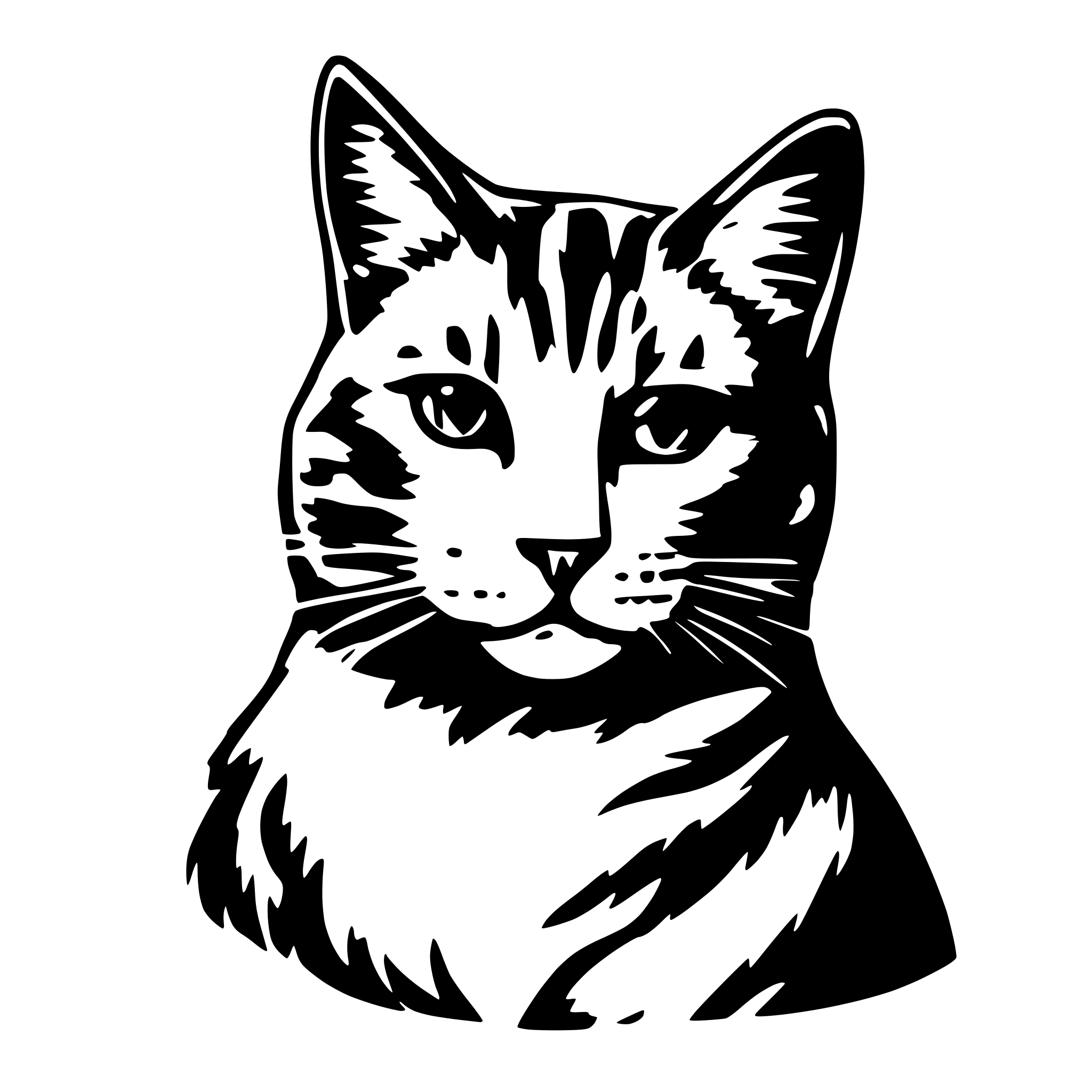 AI-generated SVG of a Single line stroke of a portait cat