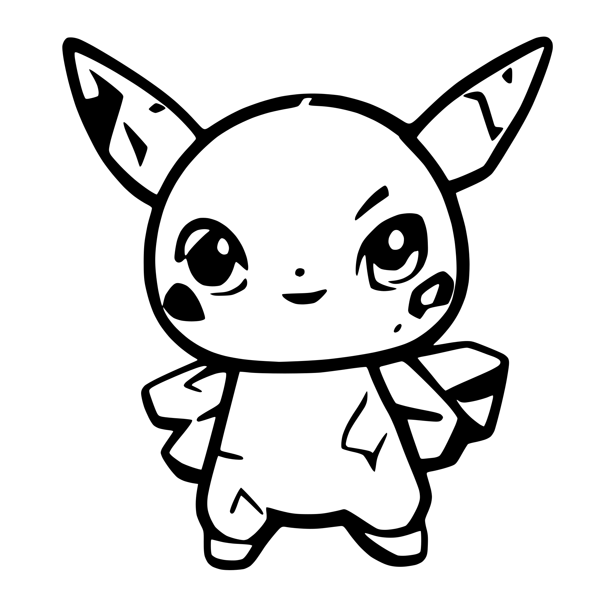 AI-generated SVG of a the siluette of pikachu, no eyes, no details, nothing