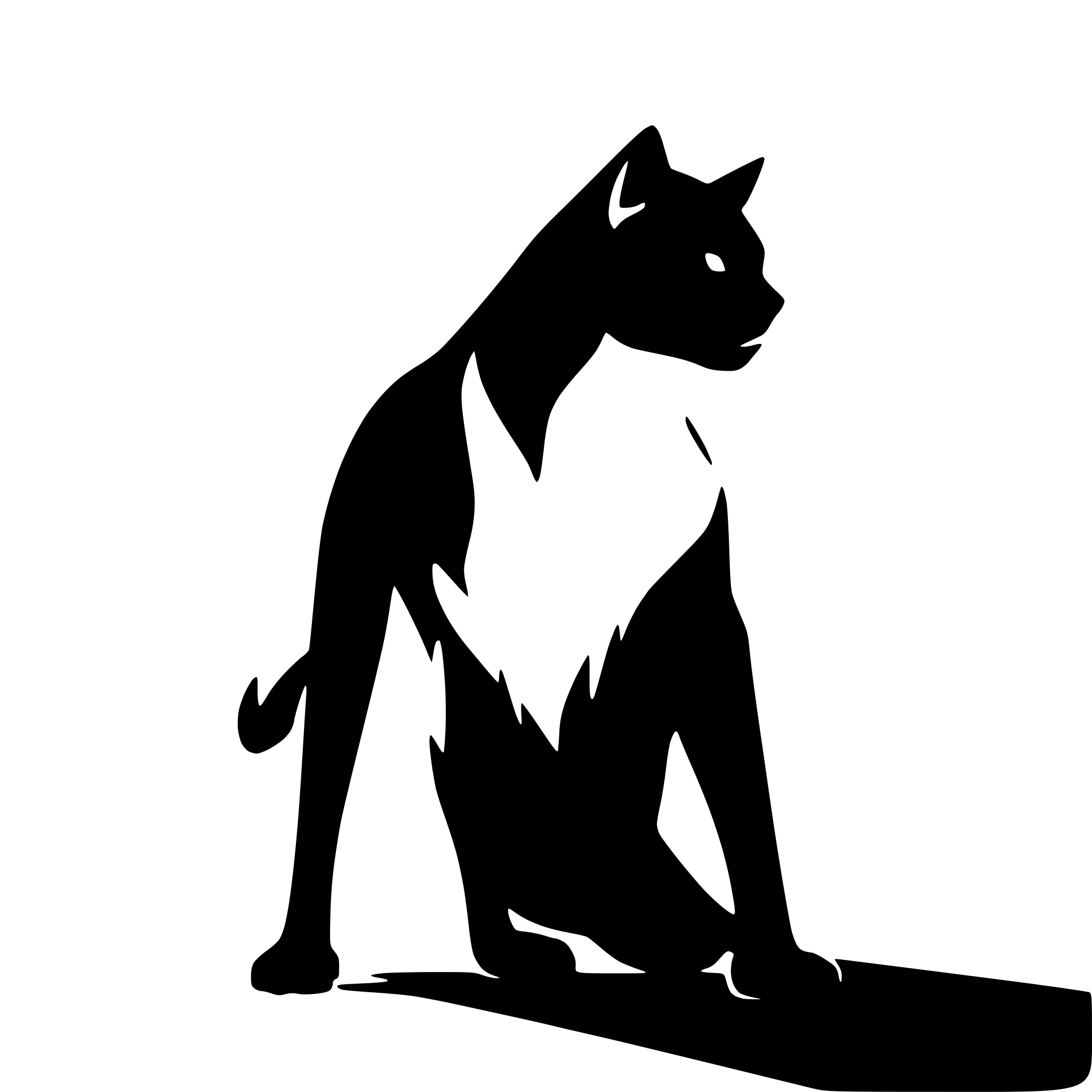 AI-generated SVG of a a silhouette of an aggressive cat, seen from the side. the cat is on its rears and in fighting mode, raising its paws, ready to battle.
