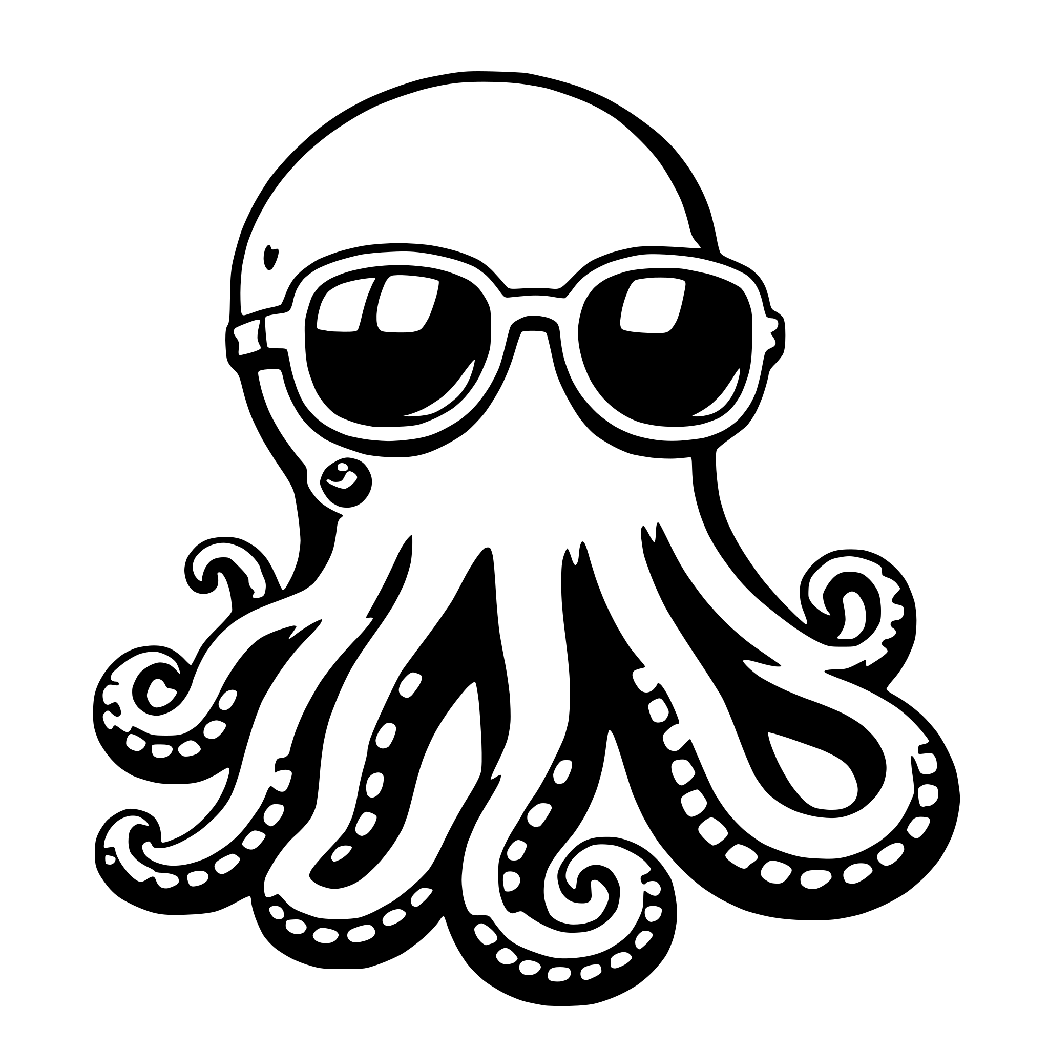 AI-generated SVG of a octopus with sunglasses
