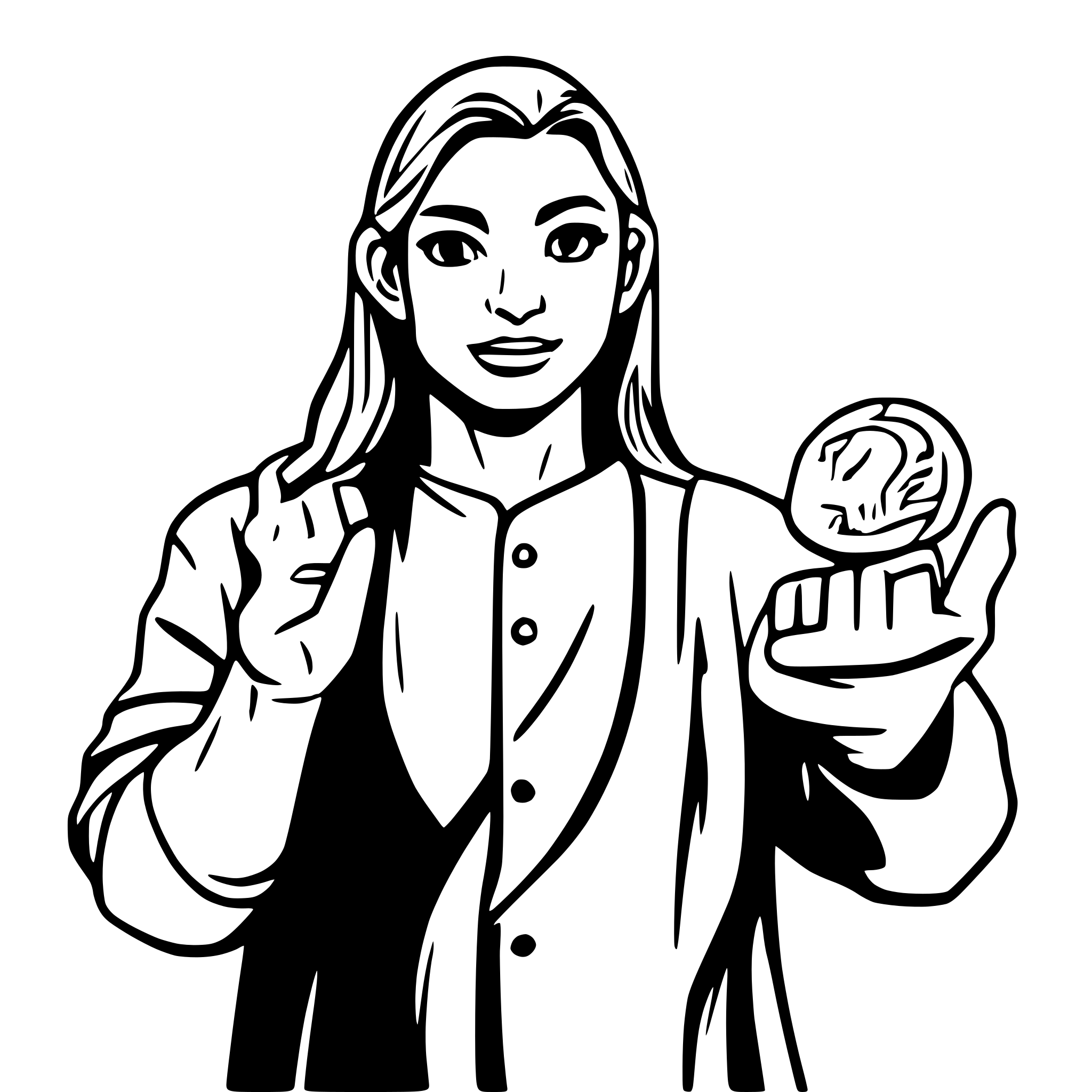 AI-generated SVG of a a male naga (a man with fishlike features) holding a coin in his hands, looking at it