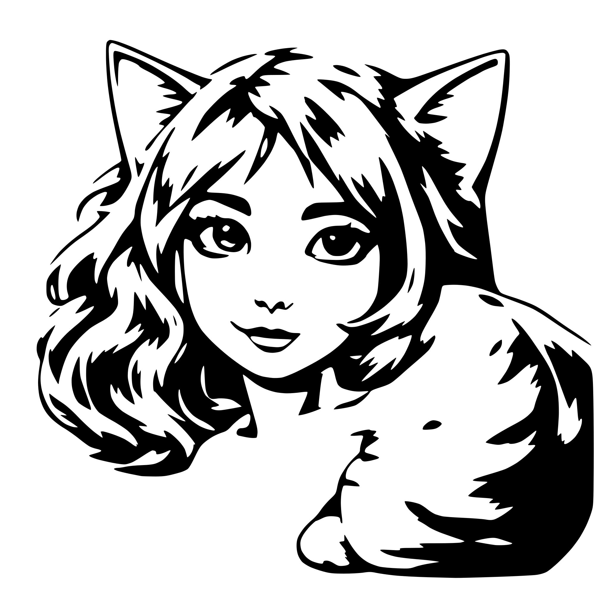 AI-generated SVG of 'laying down anime cat girl'