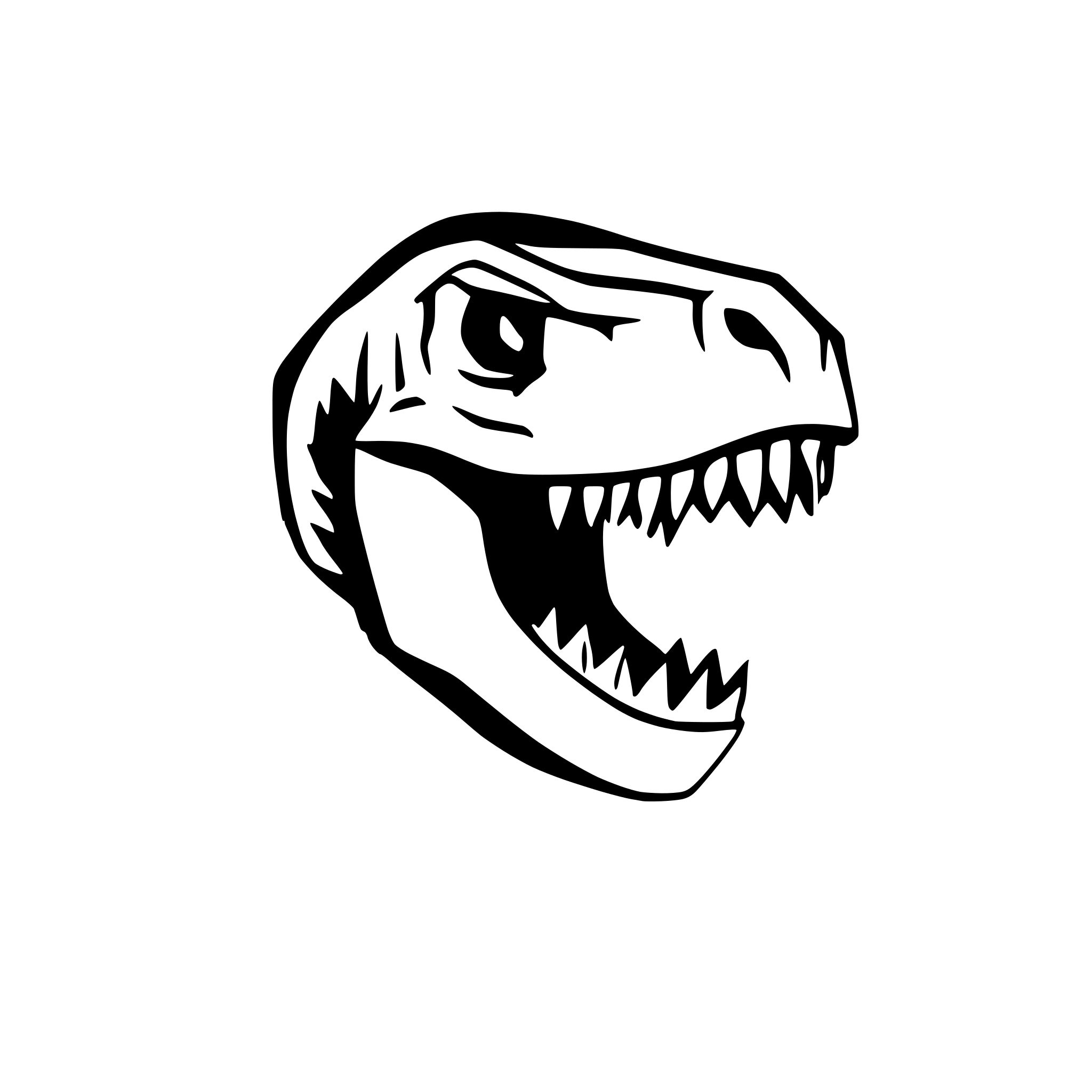 AI-generated SVG of a angry tyrannosaurus rex head, profile view, big teeth