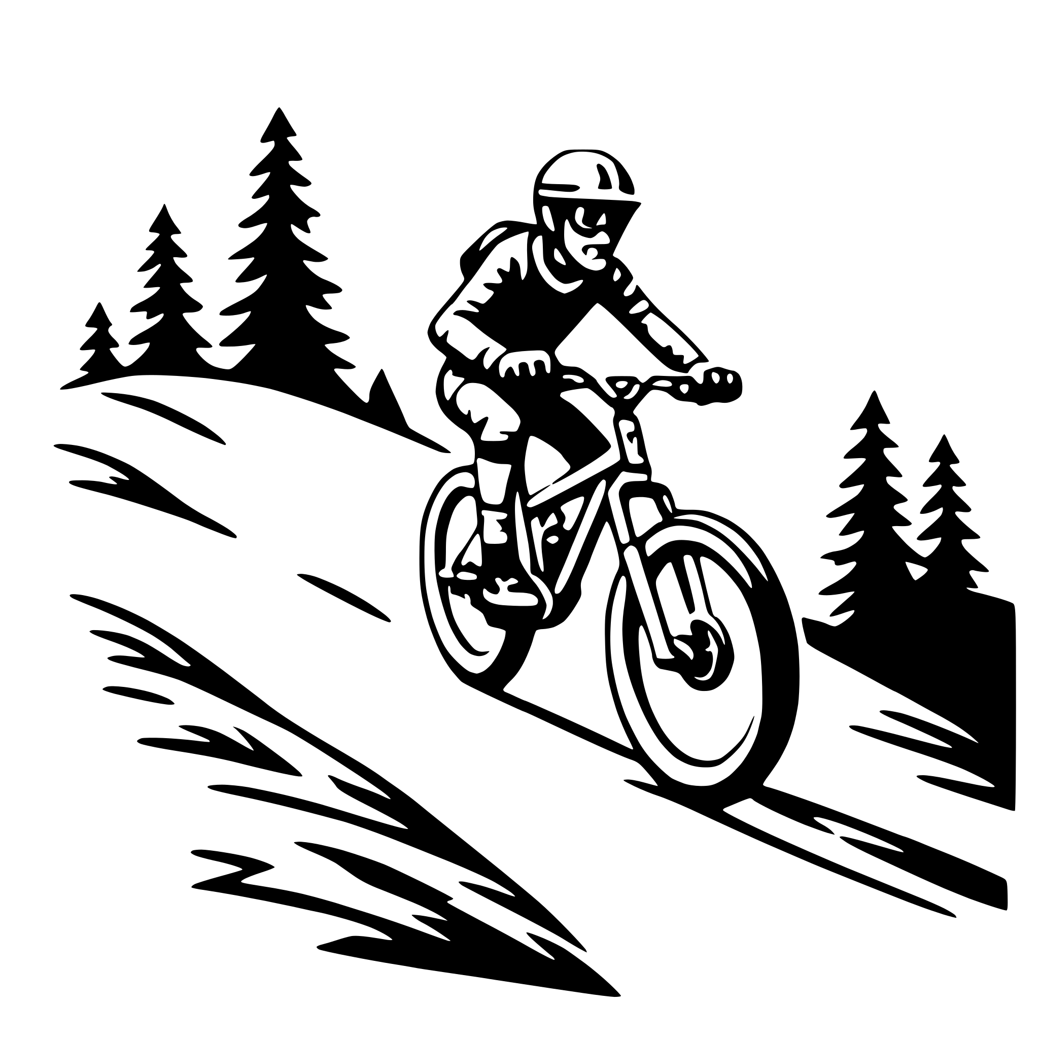 AI-generated SVG of 'mountain biking downhill'