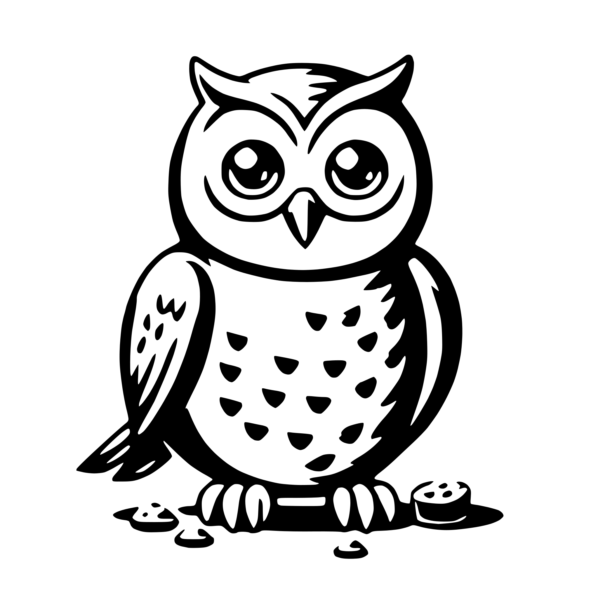 AI-generated SVG of a owl with oatmeal
