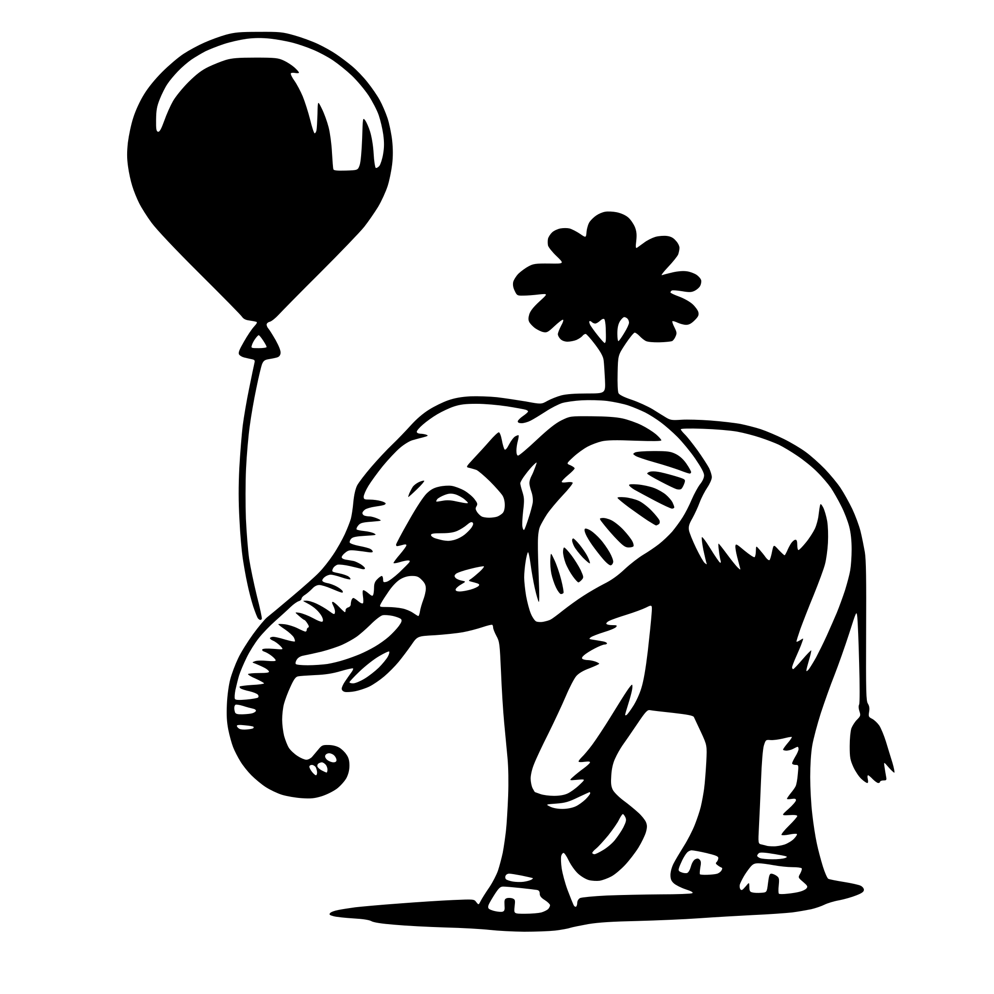 AI-generated SVG of 'elephant with balloon'
