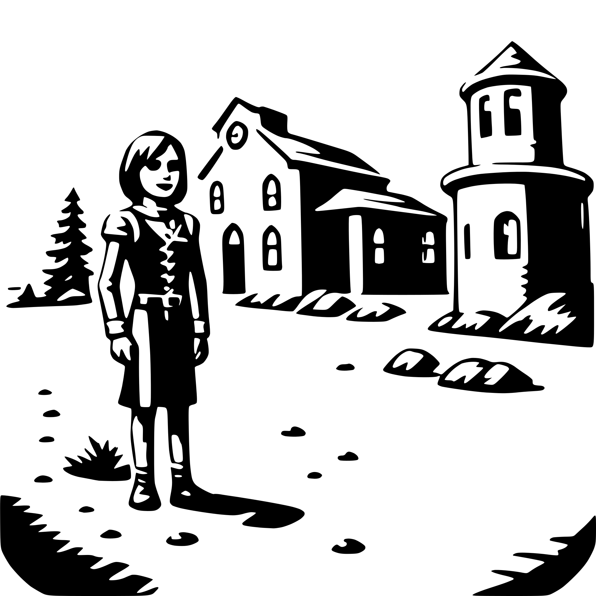 AI-generated SVG of 'exploring ghost town'