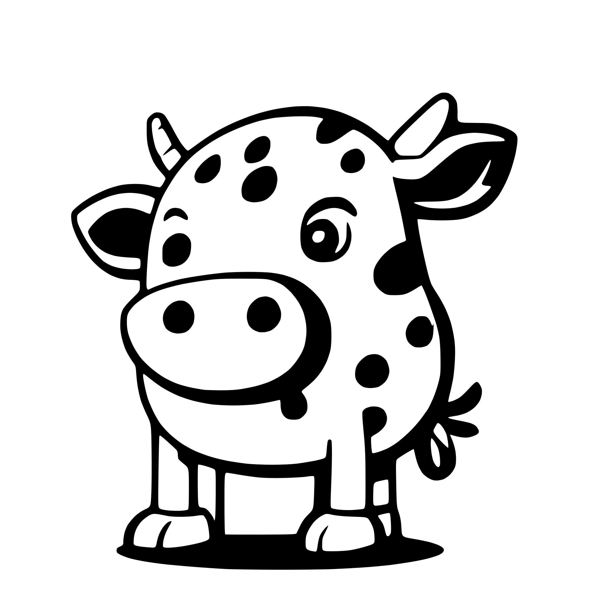 AI-generated SVG of a Generate a cow with black and white spots. The perspective should be from the side