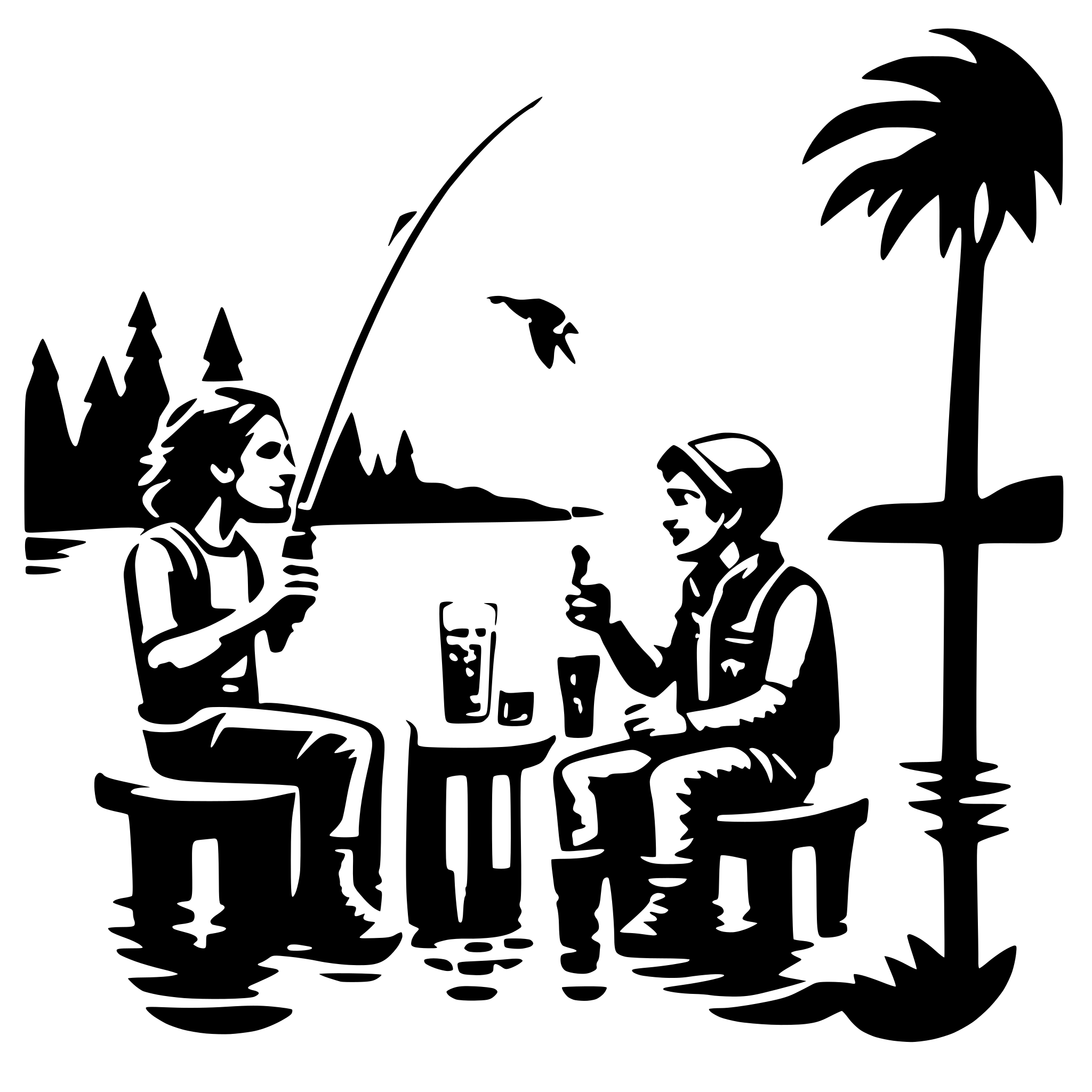 AI-generated SVG of a fishing and drinking beer
