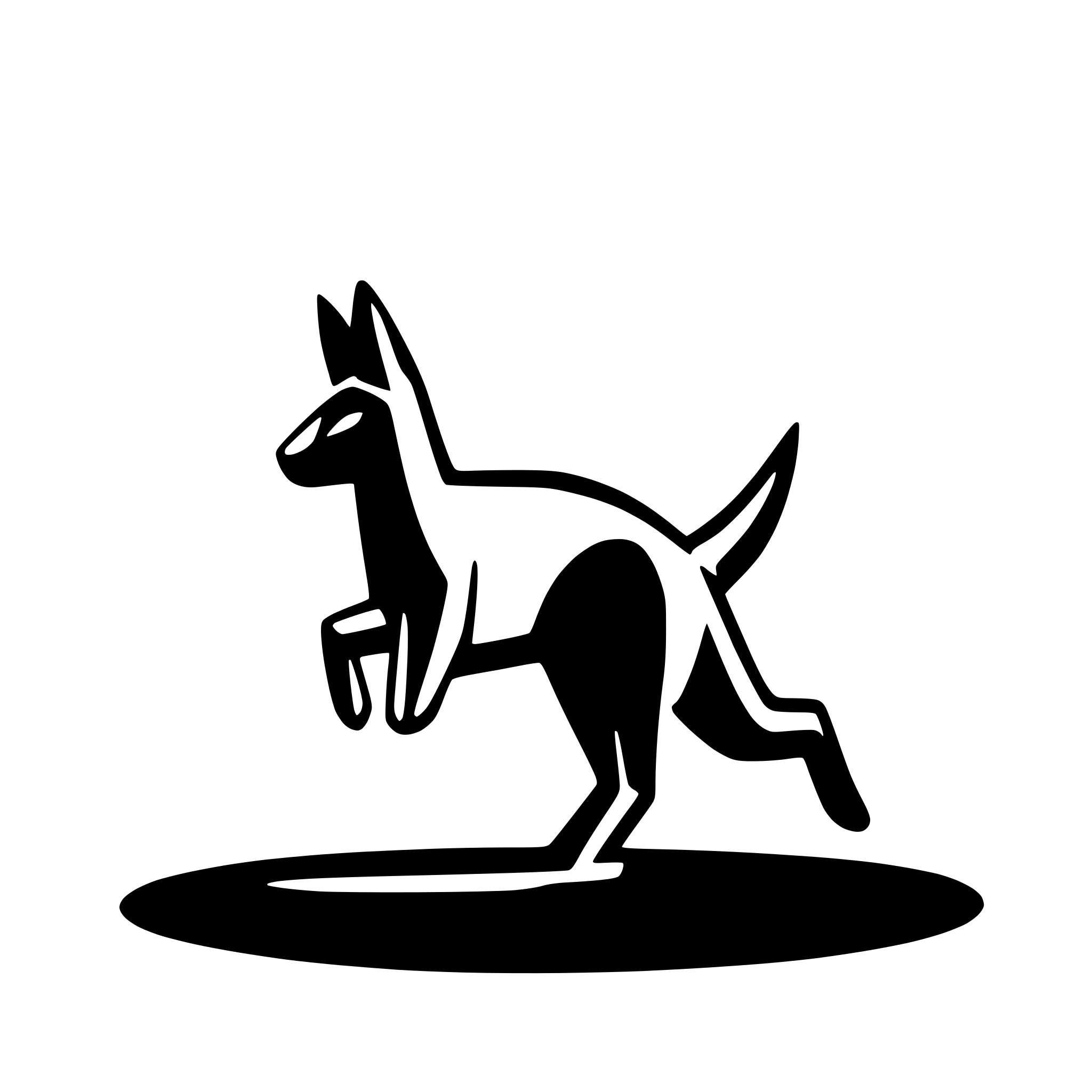 AI-generated SVG of a simple line art kangaroo hopping to the right viewed from the side profile