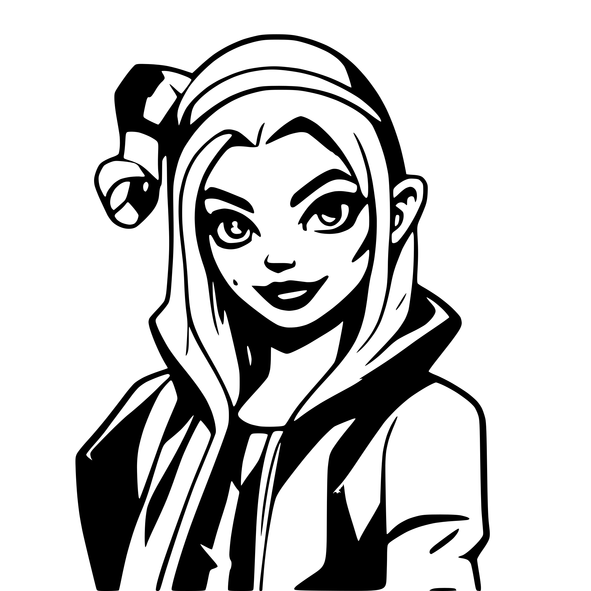 AI-generated SVG of a harley quinn with Jester hat sinister