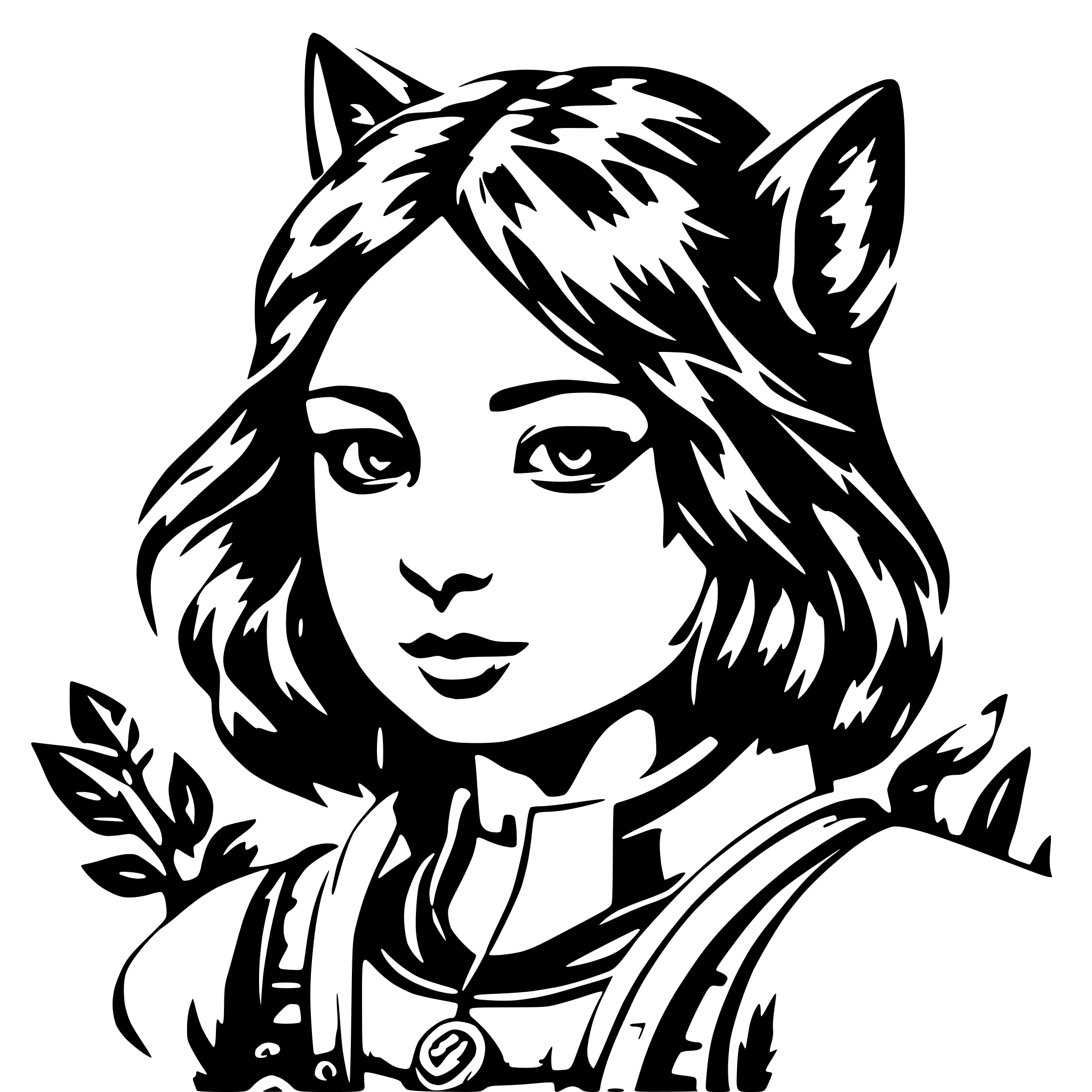 AI-generated SVG of a Samurai cat girl