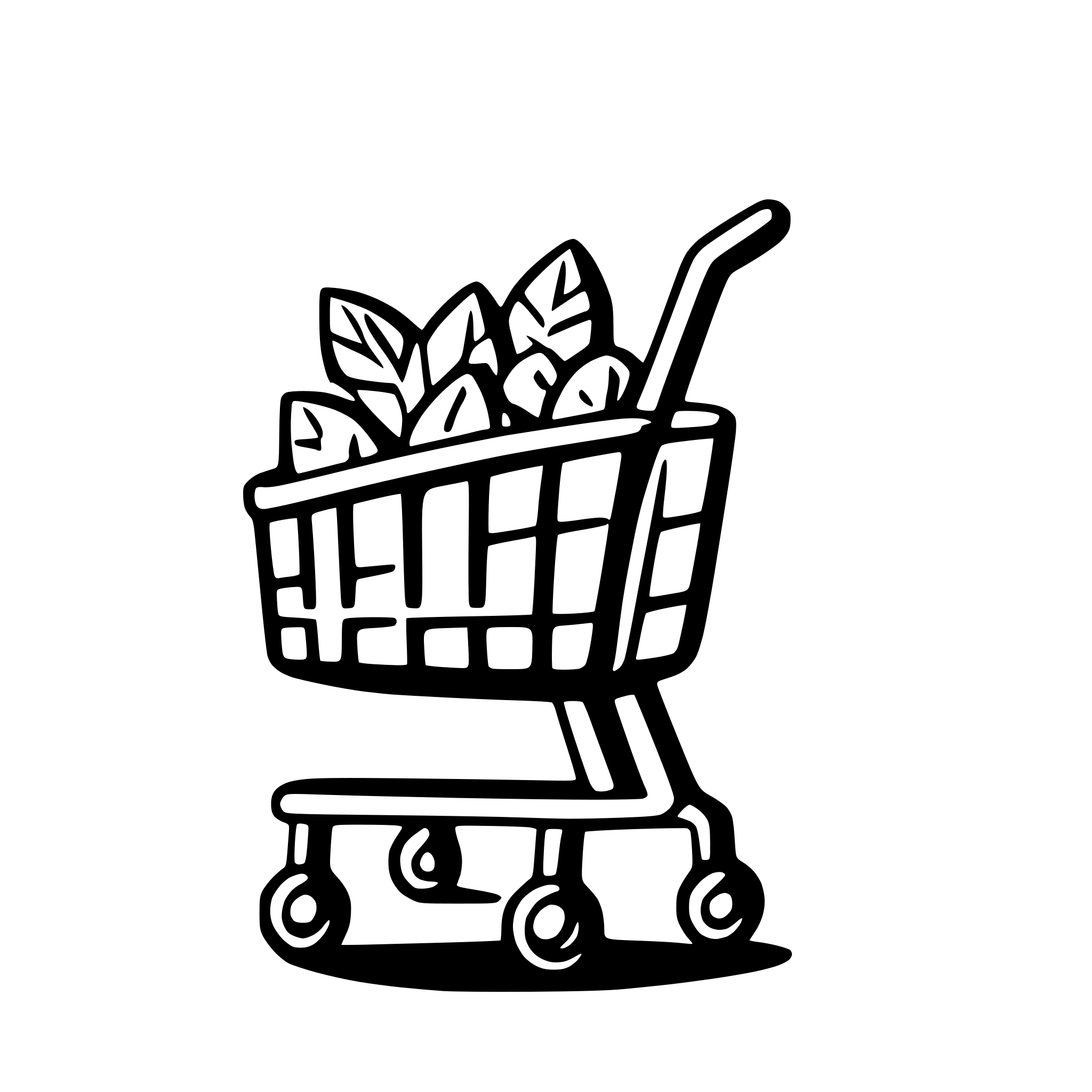 AI-generated SVG of a shopping cart in 2.5D style full of healthy tasty grocery