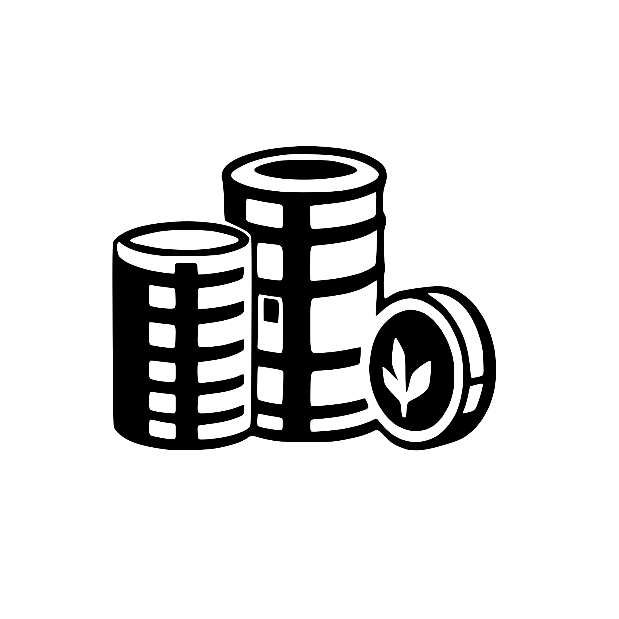 AI-generated SVG of a simple cylindrical database icon with 3 stacked cylinders and the letter m embossed in the middle