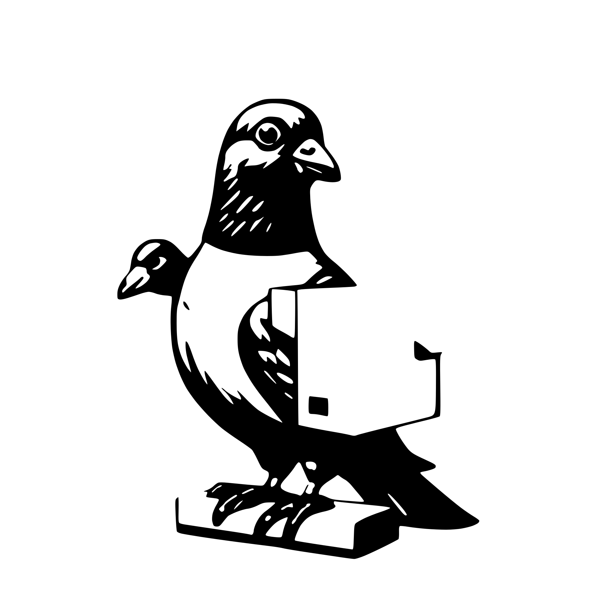 AI-generated SVG of a smart pigeon with a package