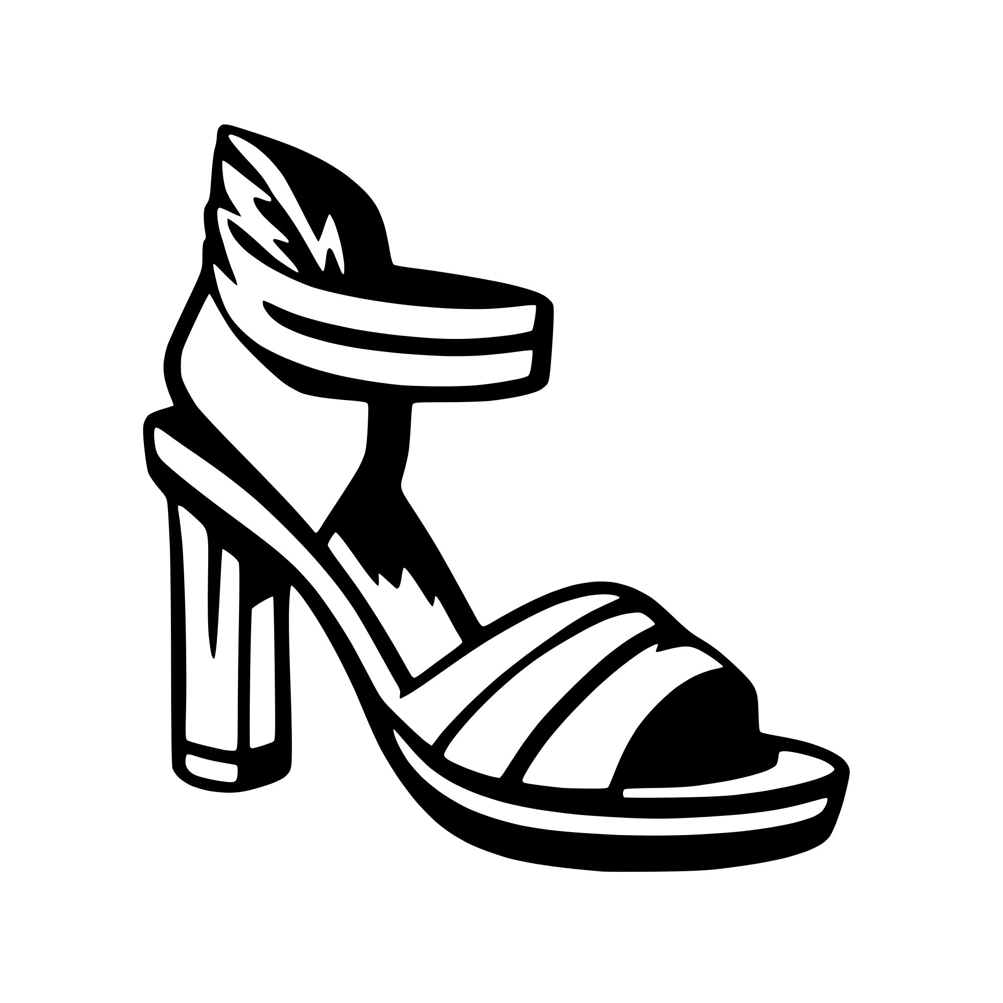 AI-generated SVG of a Side profile of sandal with a wing on the heel. Super minimalistic. Straight lines