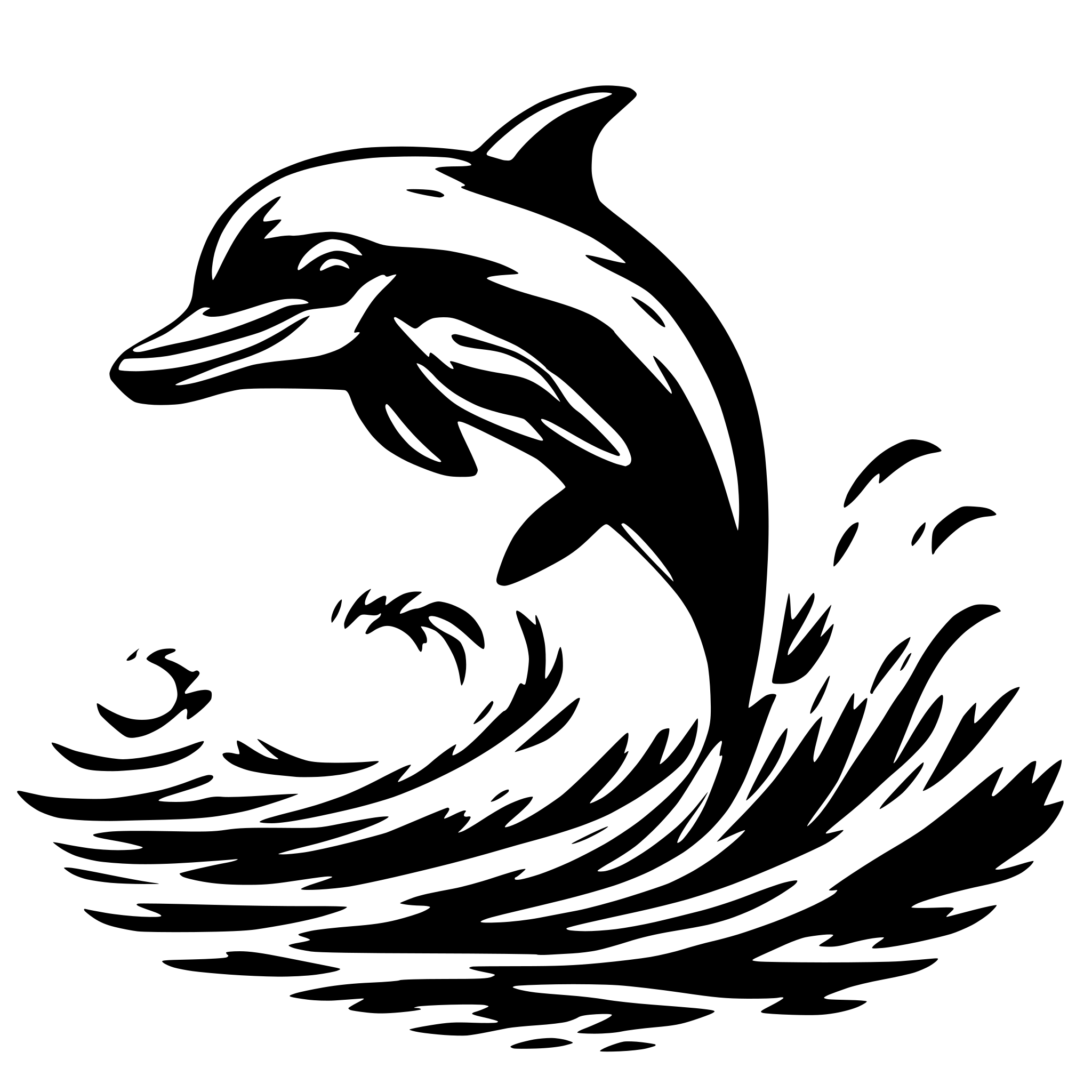 AI-generated SVG of 'DOLPHIN JUMPING WAVE'