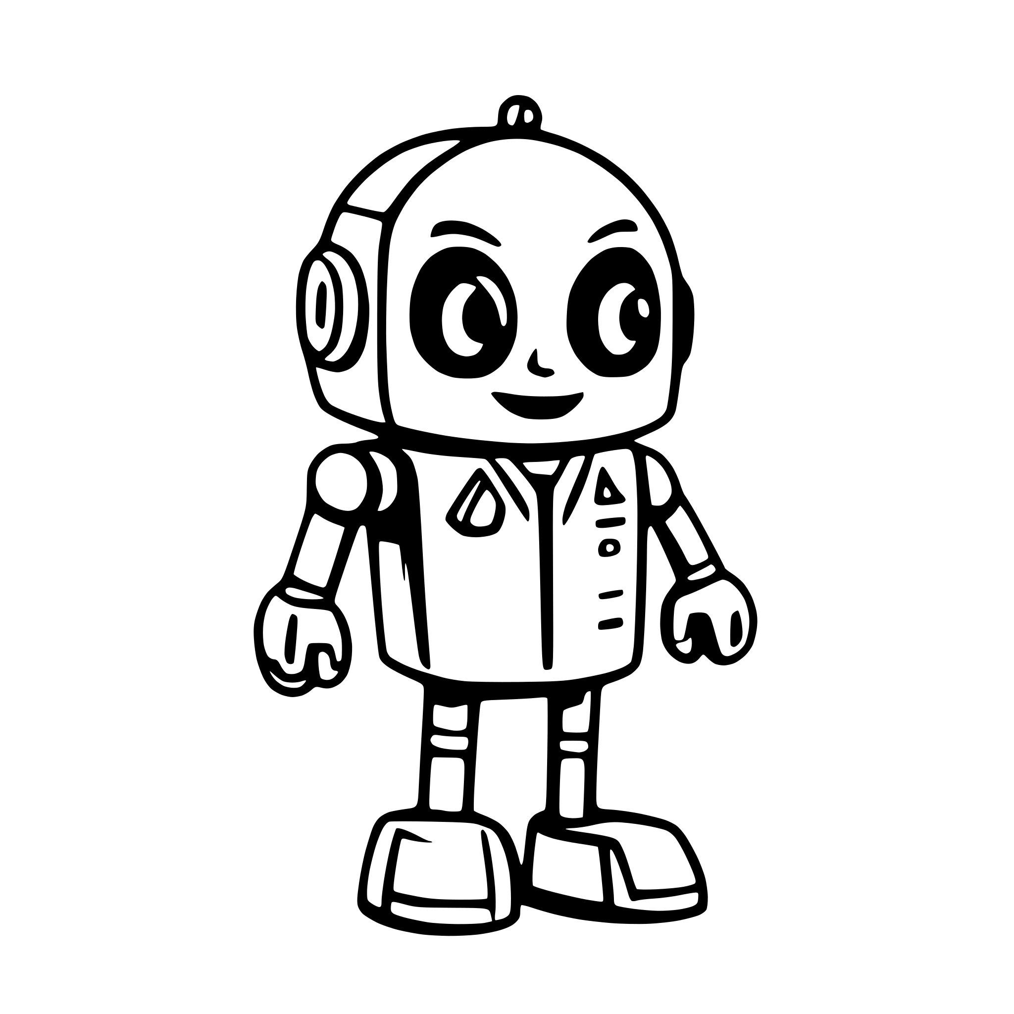 AI-generated SVG of a kind duterstic floating ai bot colored cartooned