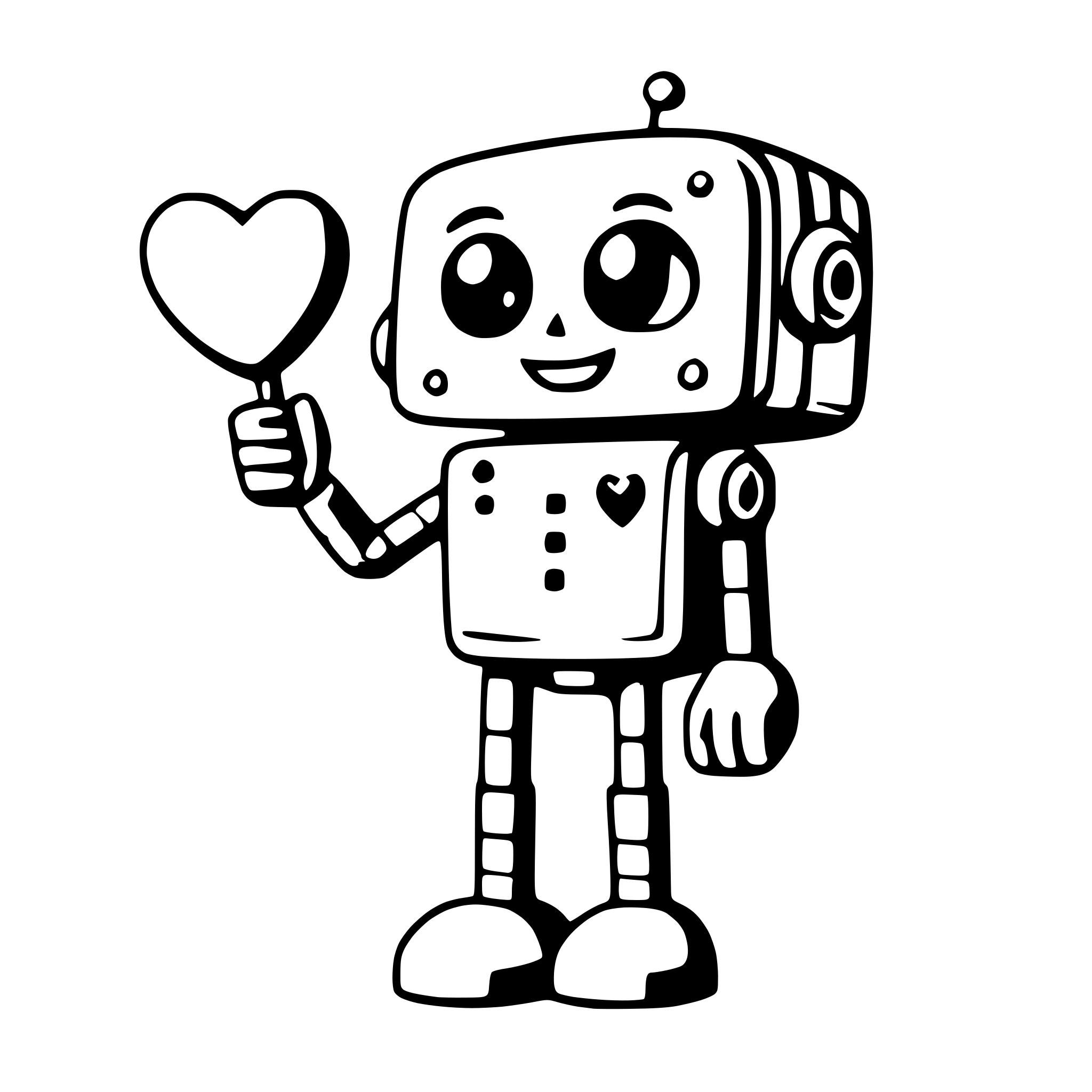 AI-generated SVG of 'a friendly robot with a heart-shaped balloon'