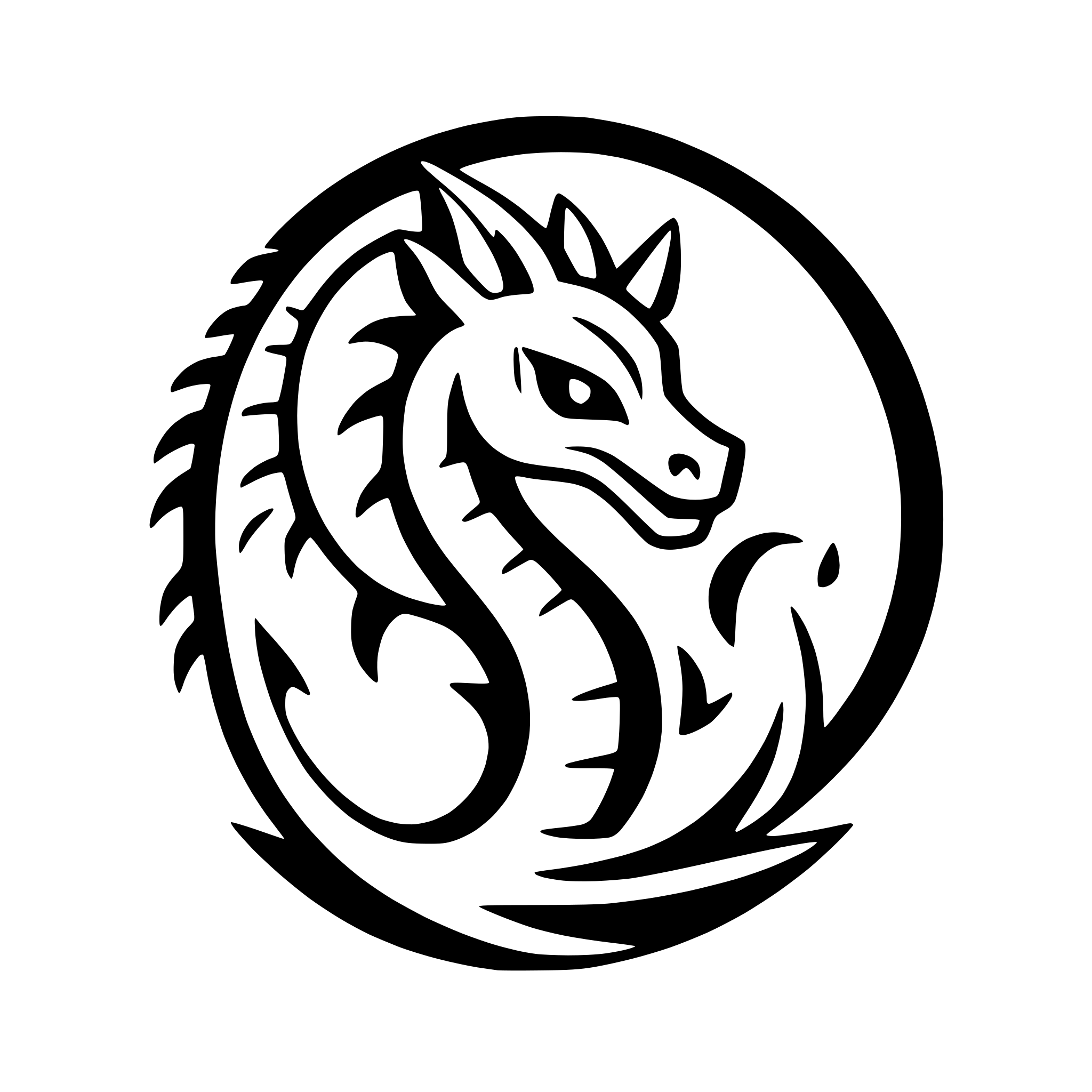 AI-generated SVG of 'stylized dragon with curled tail'