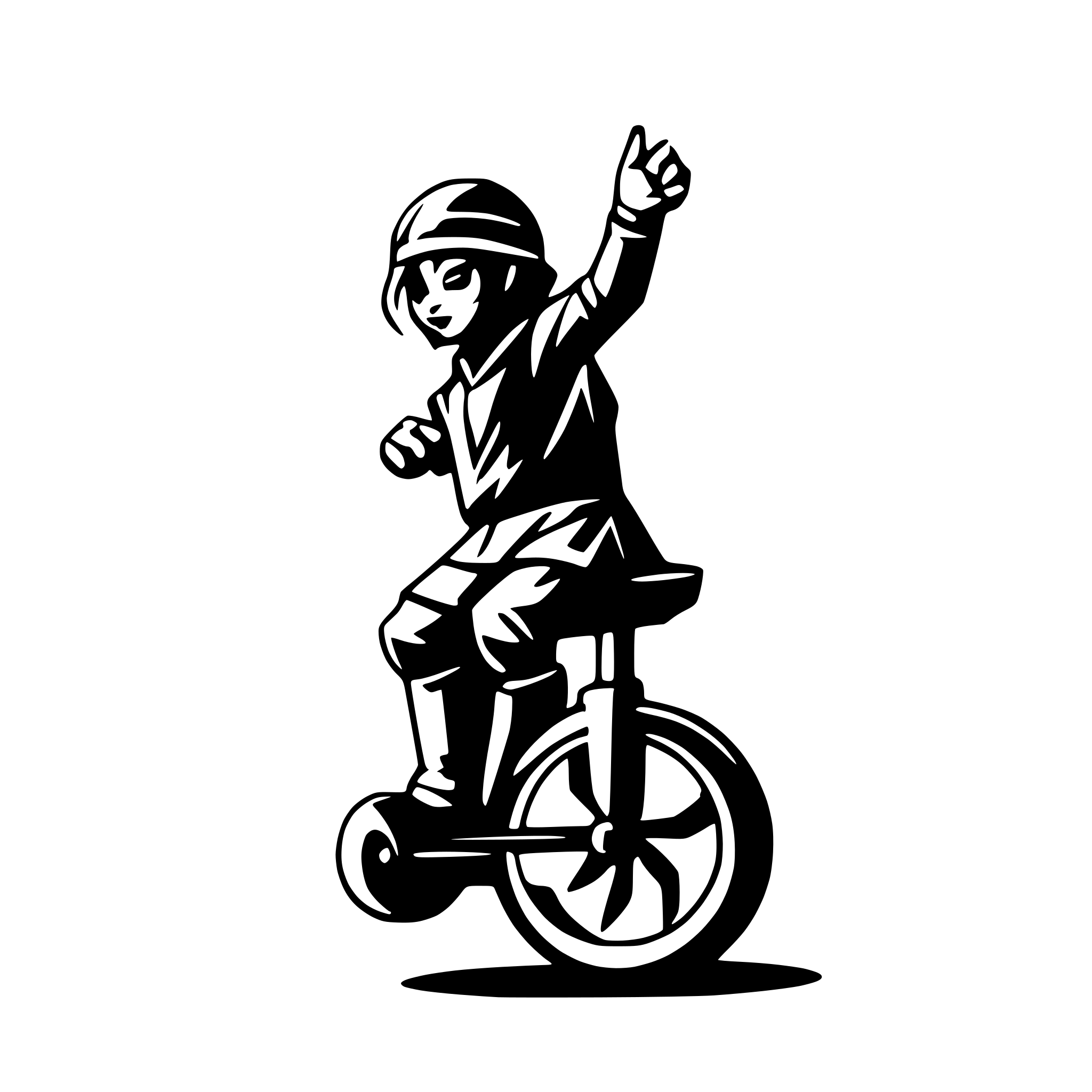 AI-generated SVG of a samurairiding a unicycle
