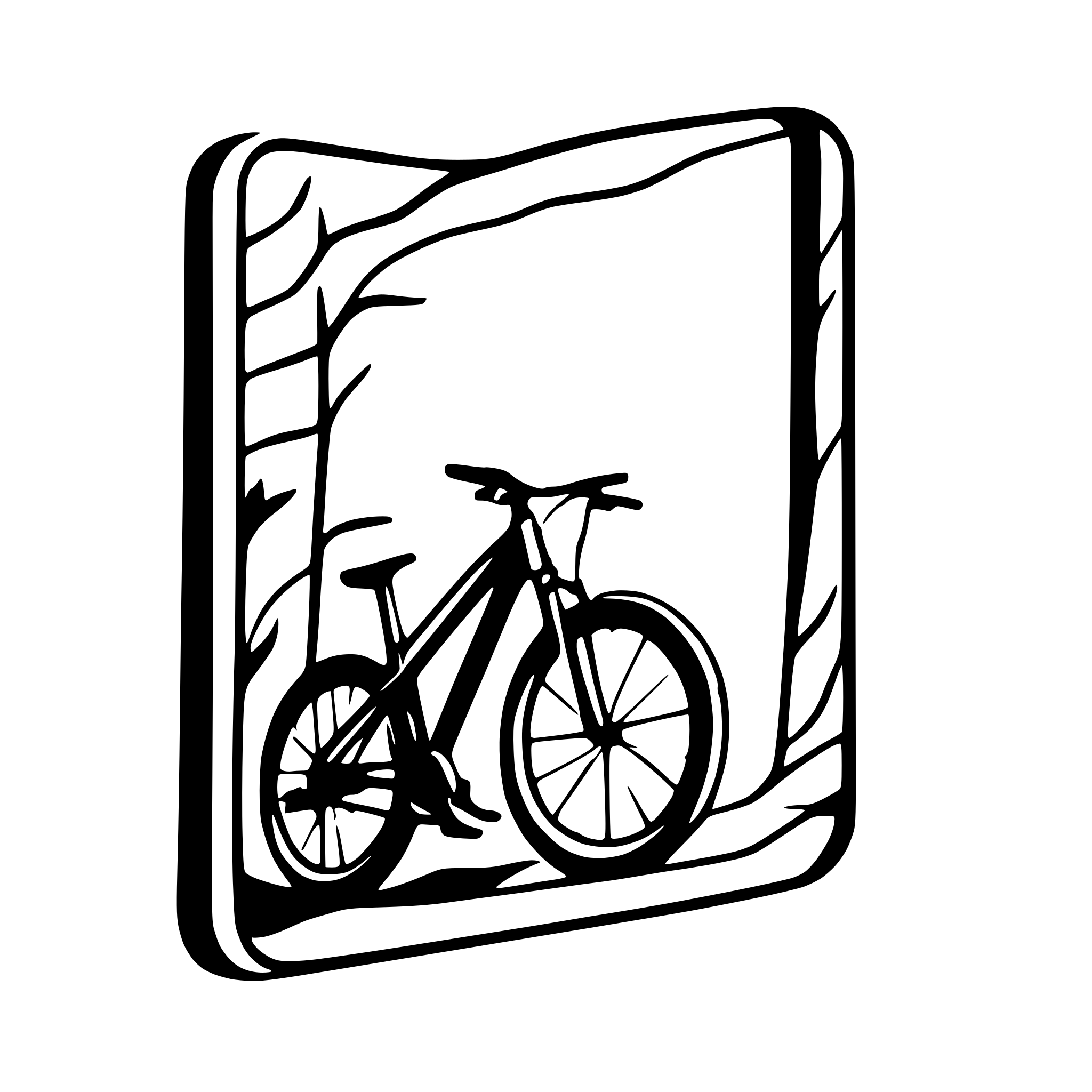 AI-generated SVG of a mountainbike sticking out of a picture frame