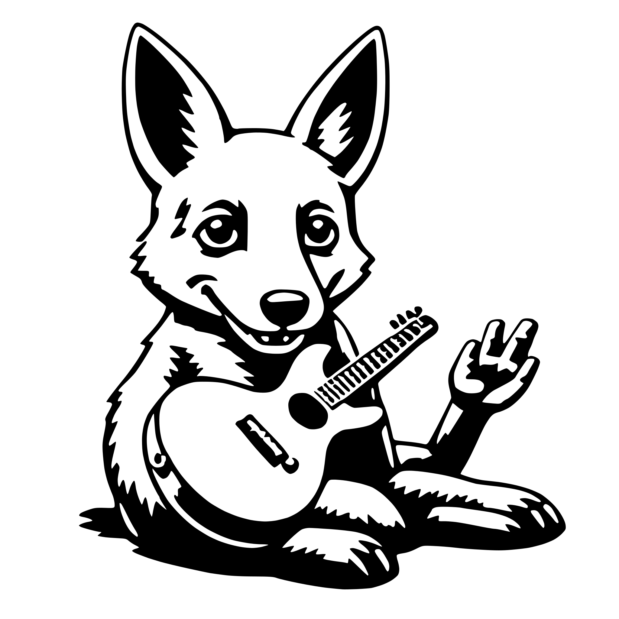 AI-generated SVG of a jackal with guitar