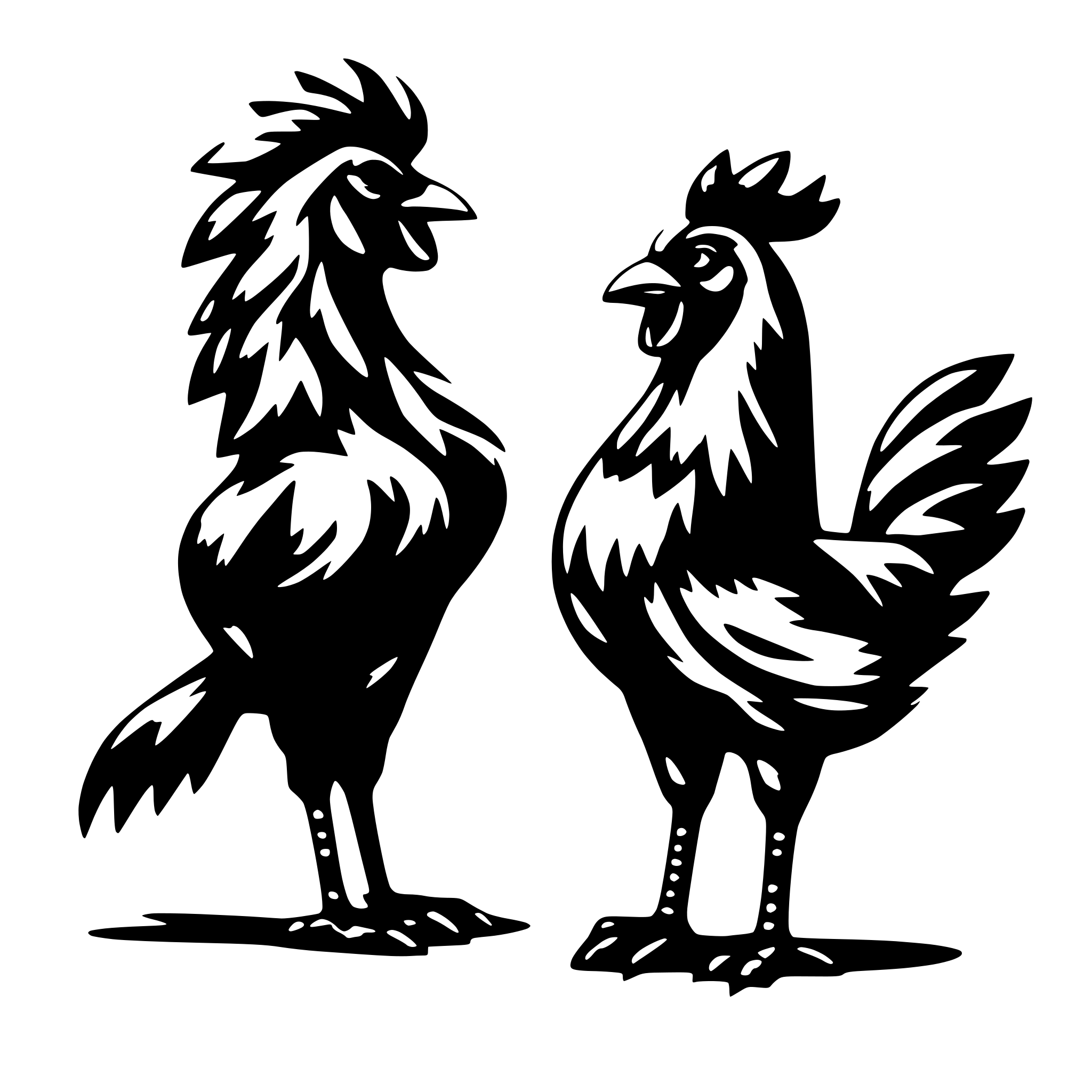 AI-generated SVG of 'rooster and her arguing'