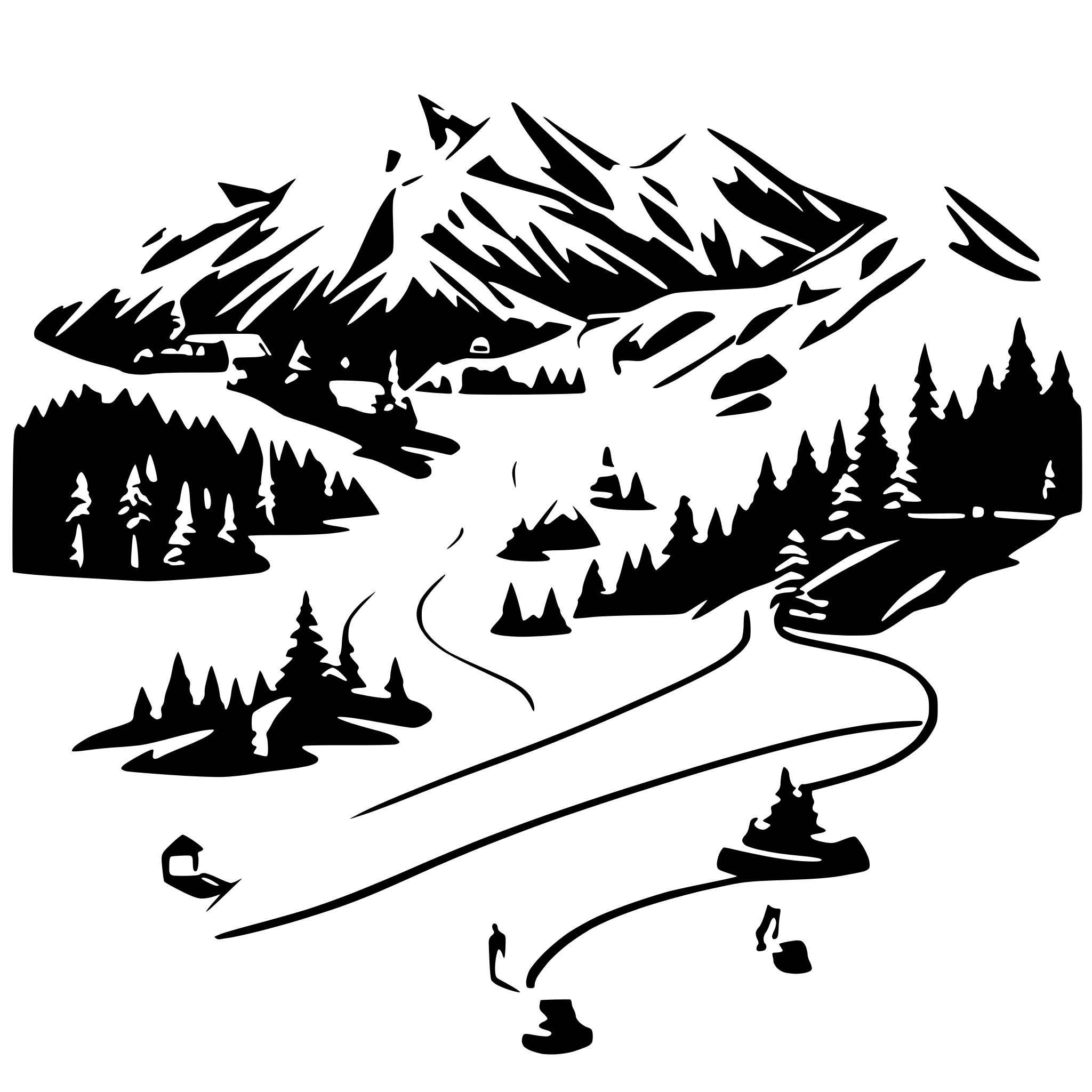AI-generated SVG of a Map of ski resort with multiple trails.