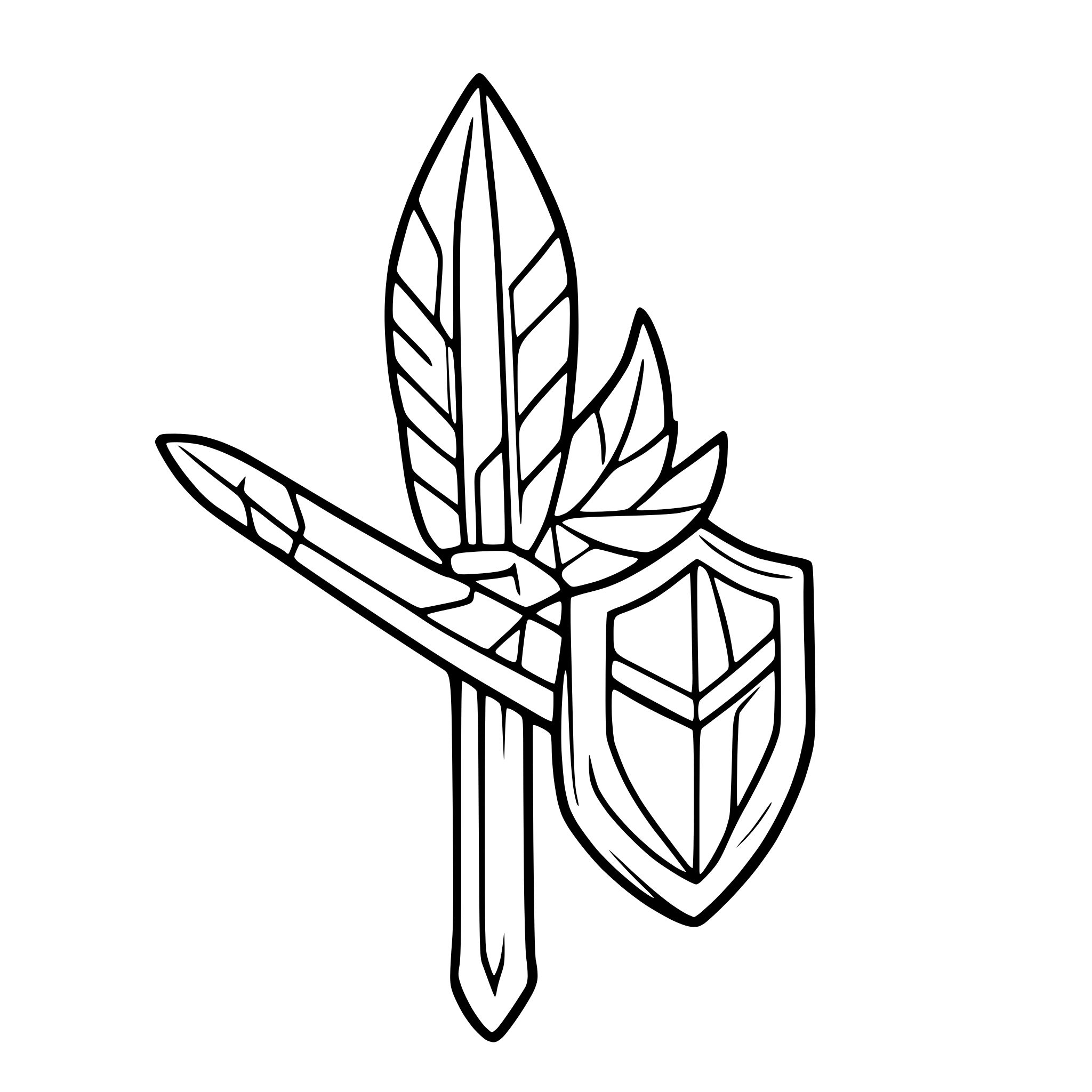 AI-generated SVG of a sword with wings and shield