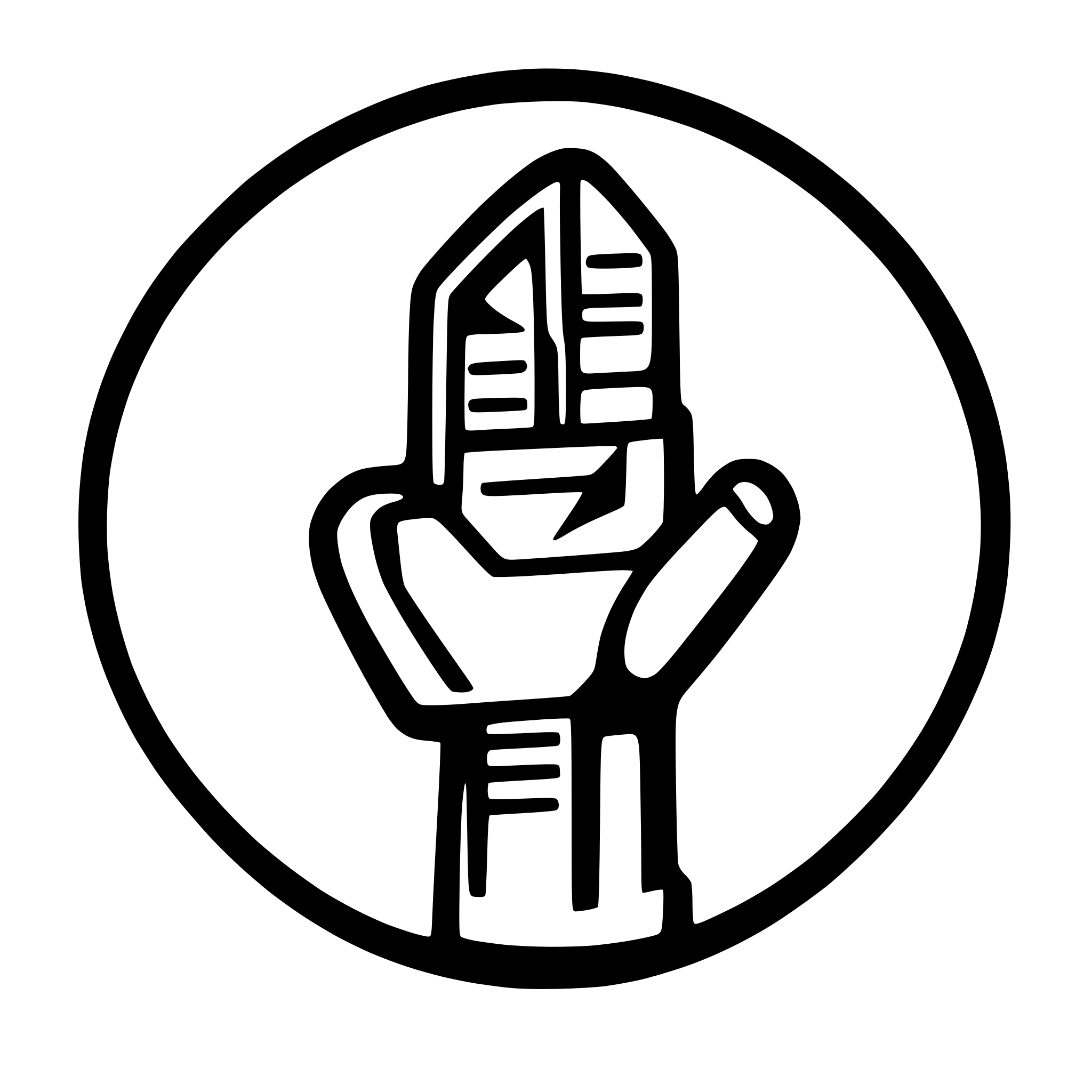 AI-generated SVG of a black and white mass relay (from mass effect) icon with white outline