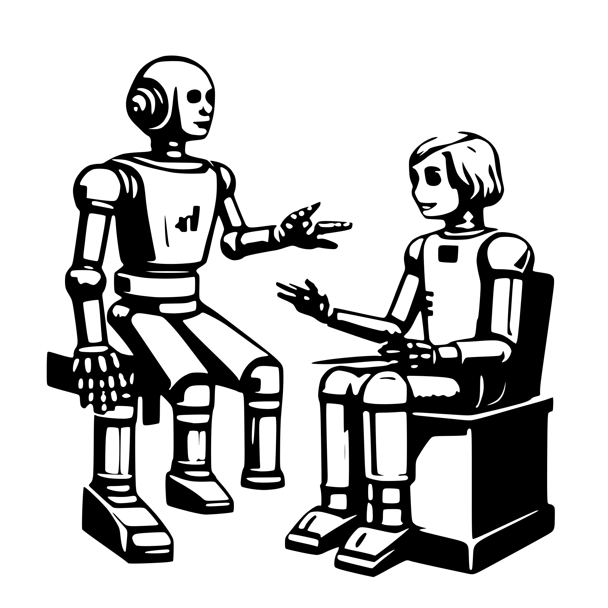 AI-generated SVG of a A ai robot is teacher teaching a man