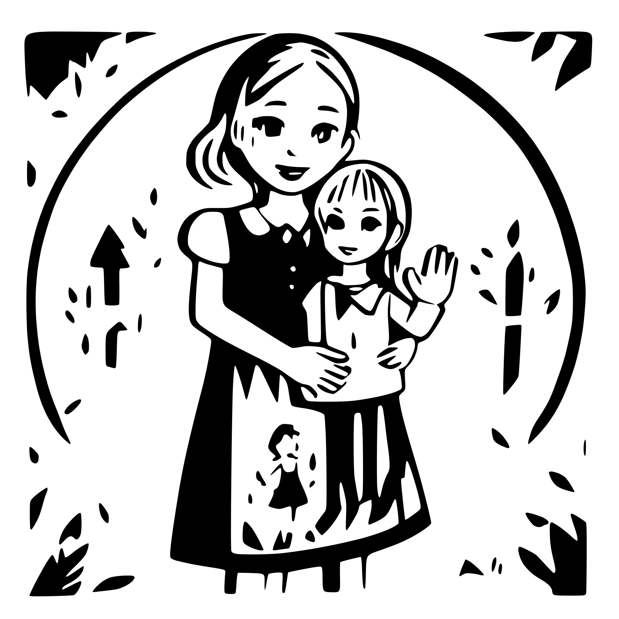 AI-generated SVG of a educator says goodbye to 8 children in the kindergarden